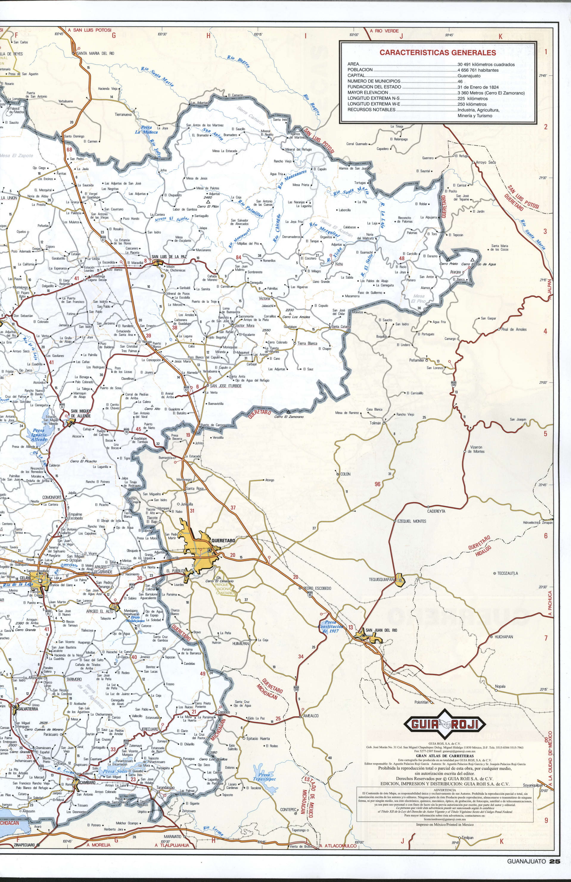 Guanajuato state map eastern