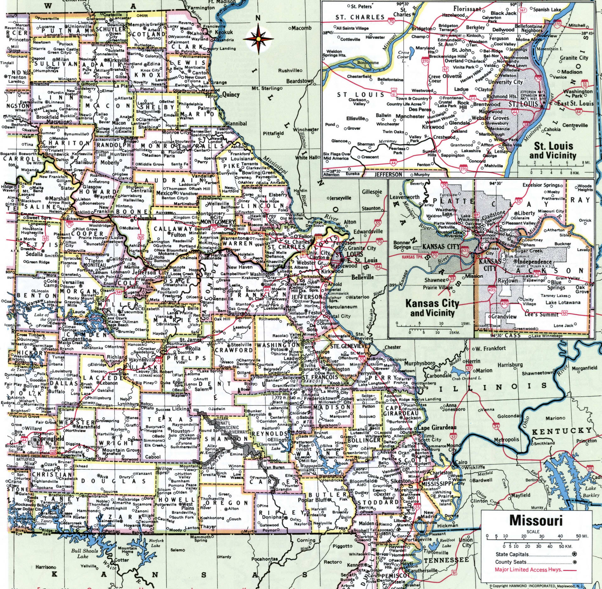 Missouri map with counties