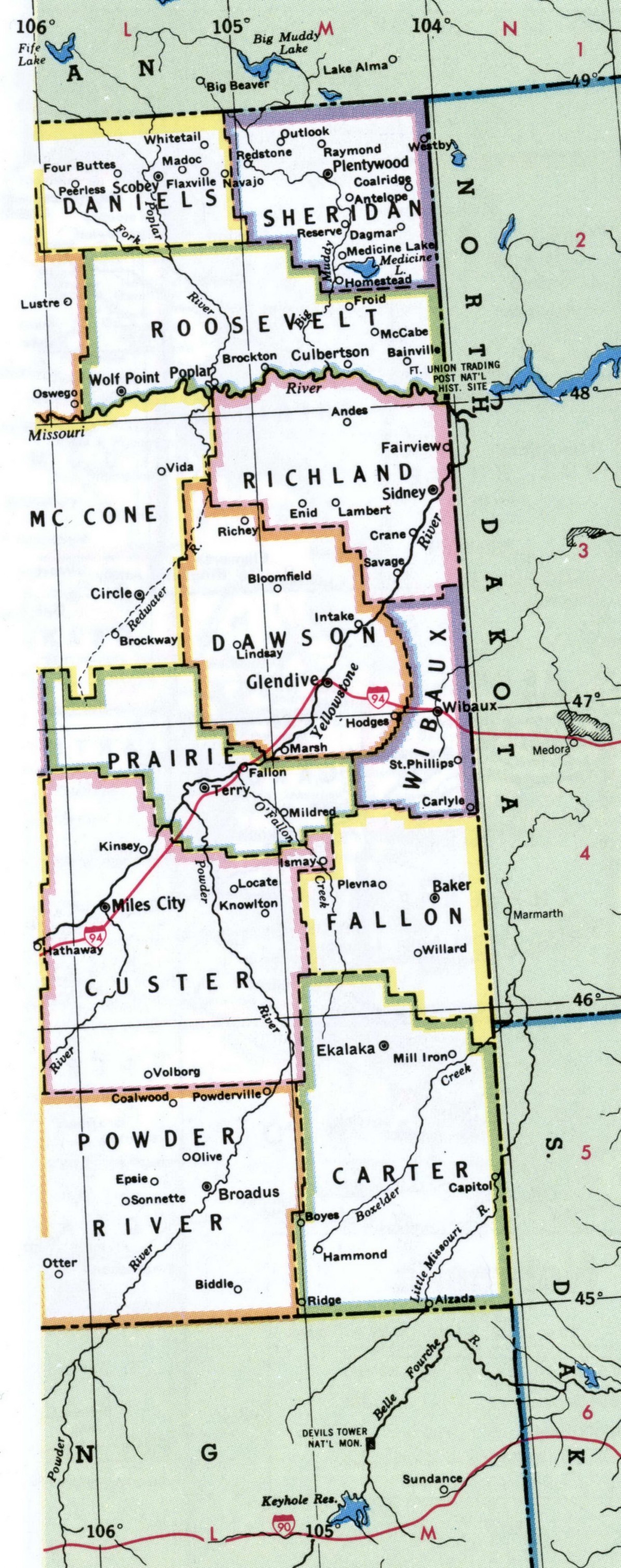 Montana with counties Montana with counties