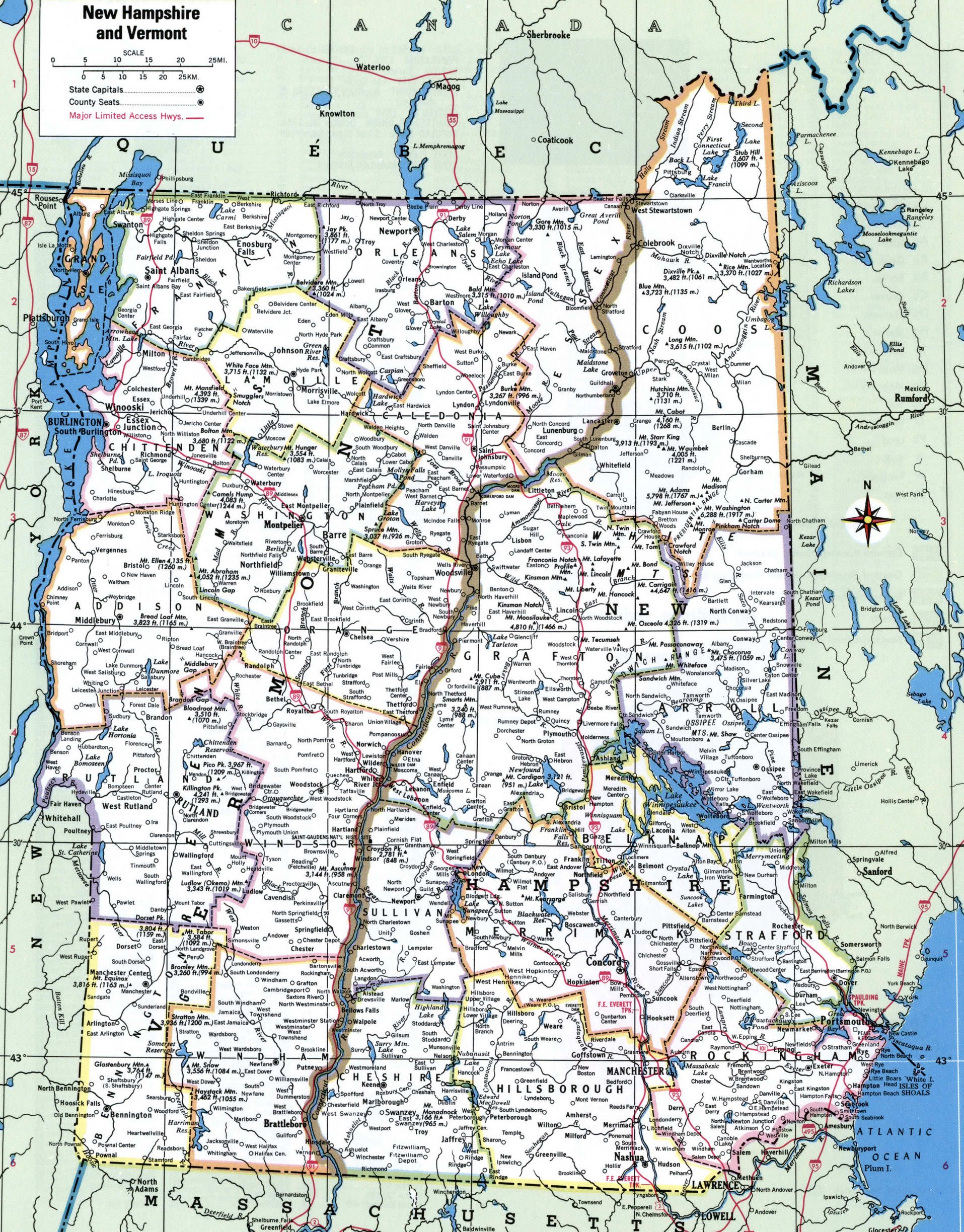 Vermont map with counties. Detailed map of Vermont's counties with cities and villages Vermont map with counties. Detailed map of Vermont's counties with cities and villages