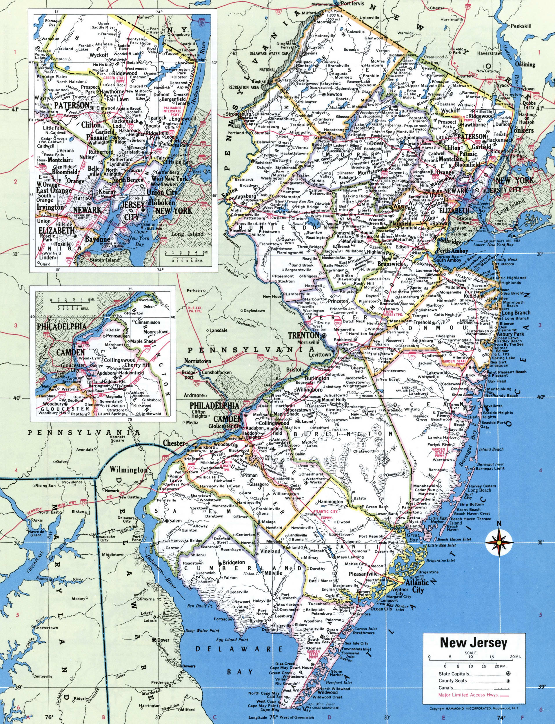 New Jersey map with counties. Detailed map of New Jersey's counties with cities and villages New Jersey map with counties. Detailed map of New Jersey's counties with cities and villages