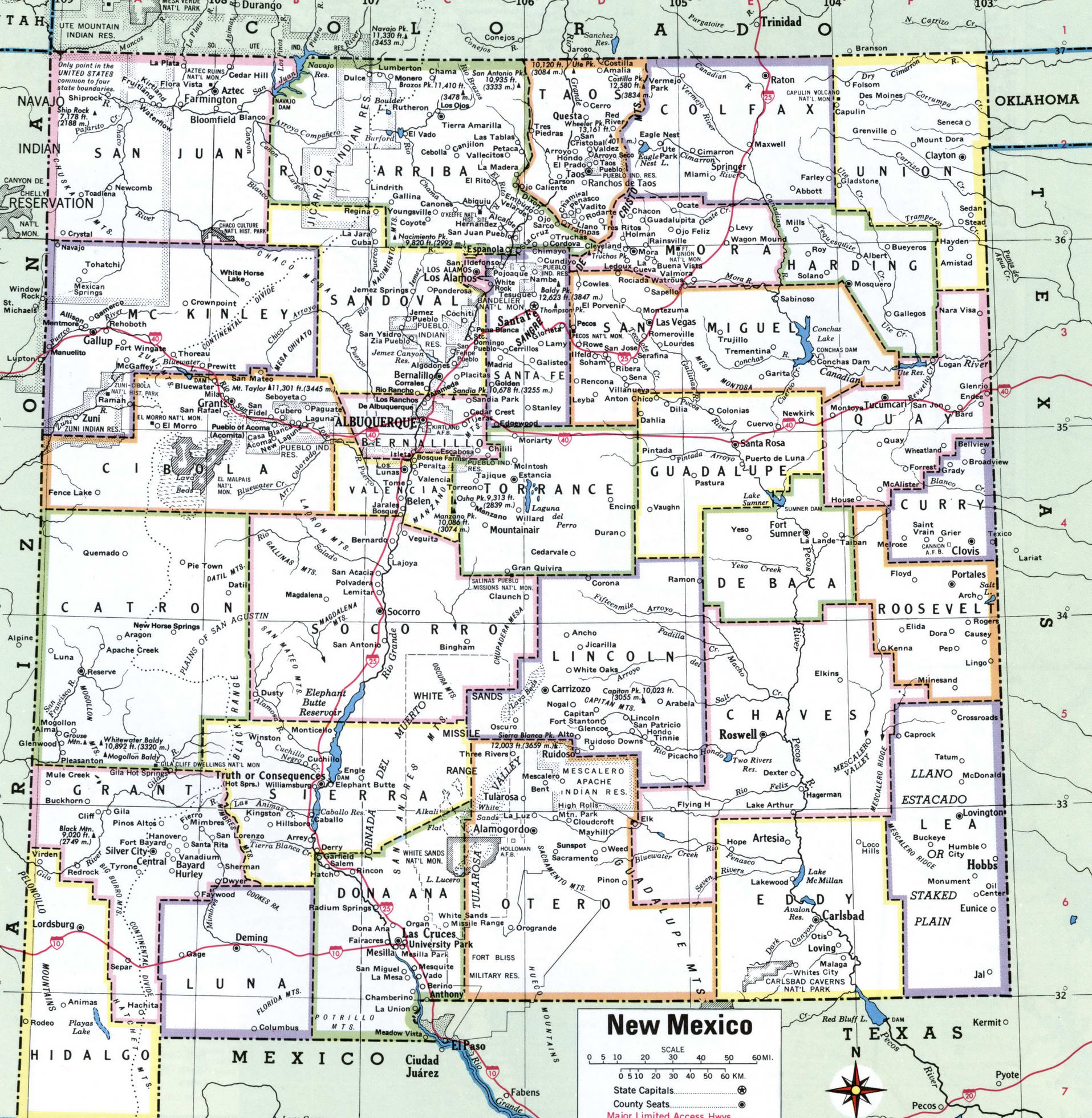 New Mexico map with counties. Detailed map of New Mexico's counties with cities and villages New Mexico map with counties. Detailed map of New Mexico's counties with cities and villages