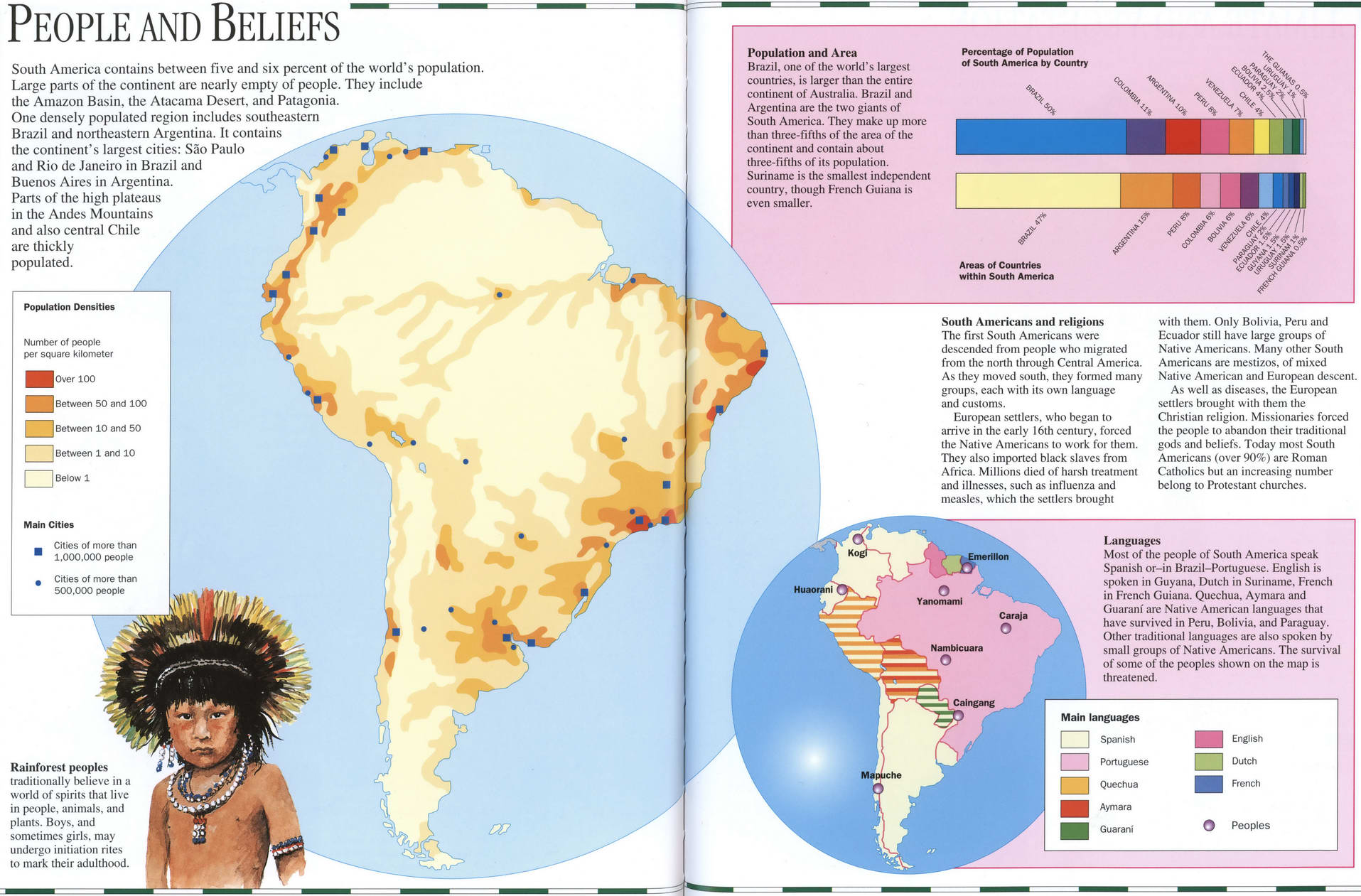 Map of the peoples and religions of South America Map of the peoples and religions of South America