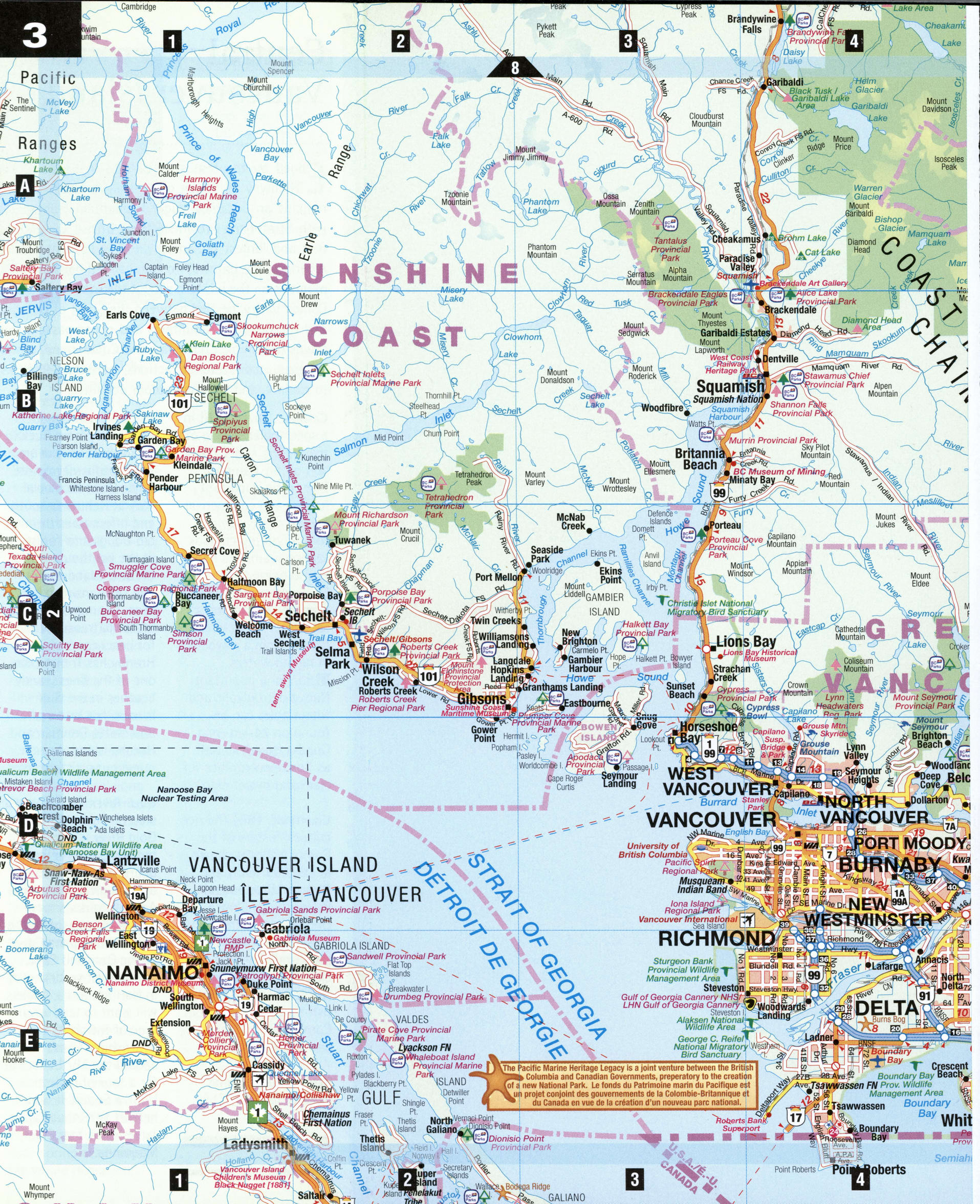 Sunshine coast road map. Detailed map of Sunshine with roads, villages, names of rivers and streams, mountains and hills. Sunshine coast road map. Detailed map of Sunshine with roads, villages, names of rivers and streams, mountains and hills.