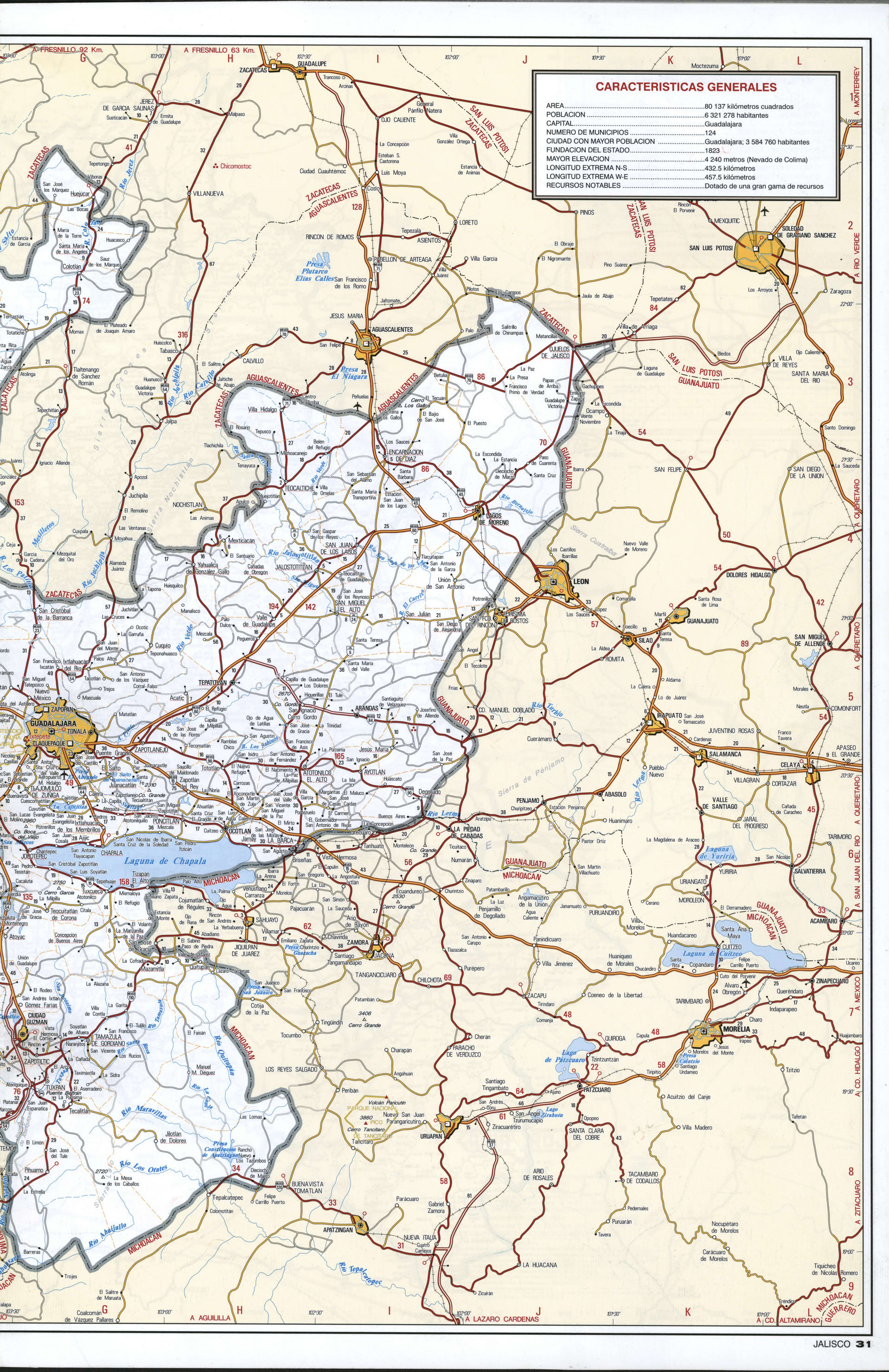 Jalisco state map eastern Jalisco state map eastern