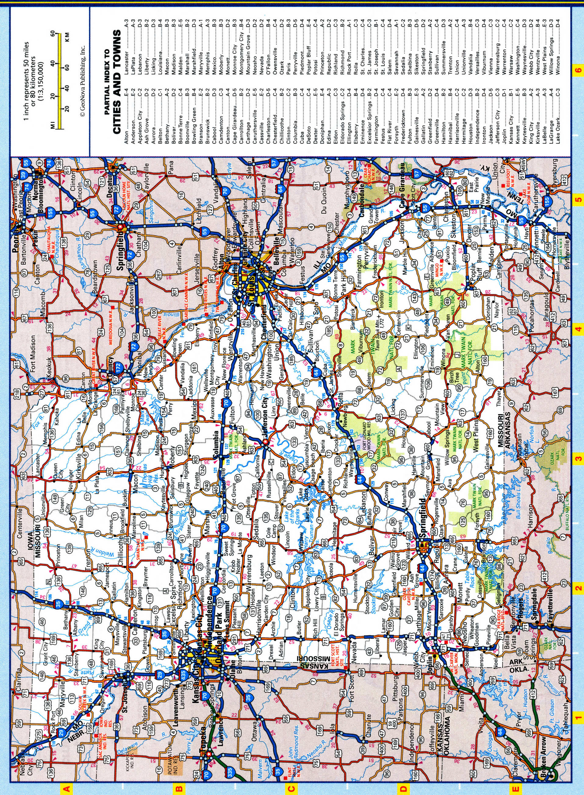 Missouri highways map. Detailed map of the Missouri highway with cities, villages, and rest areas. Missouri highways map. Detailed map of the Missouri highway with cities, villages, and rest areas.