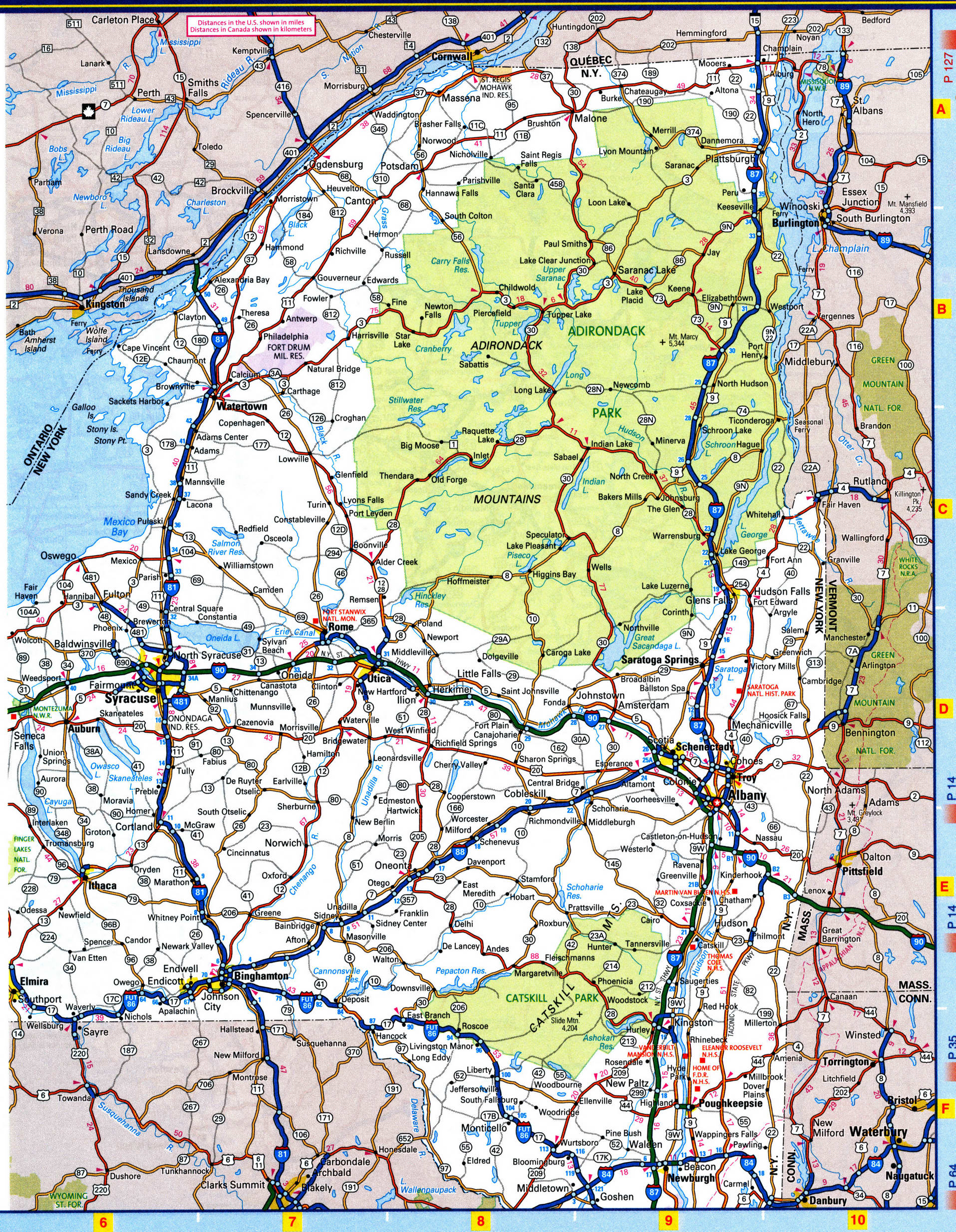 New York state highway road map. Detailed map of the New York highway with cities, villages, and rest areas. New York state highway road map. Detailed map of the New York highway with cities, villages, and rest areas.