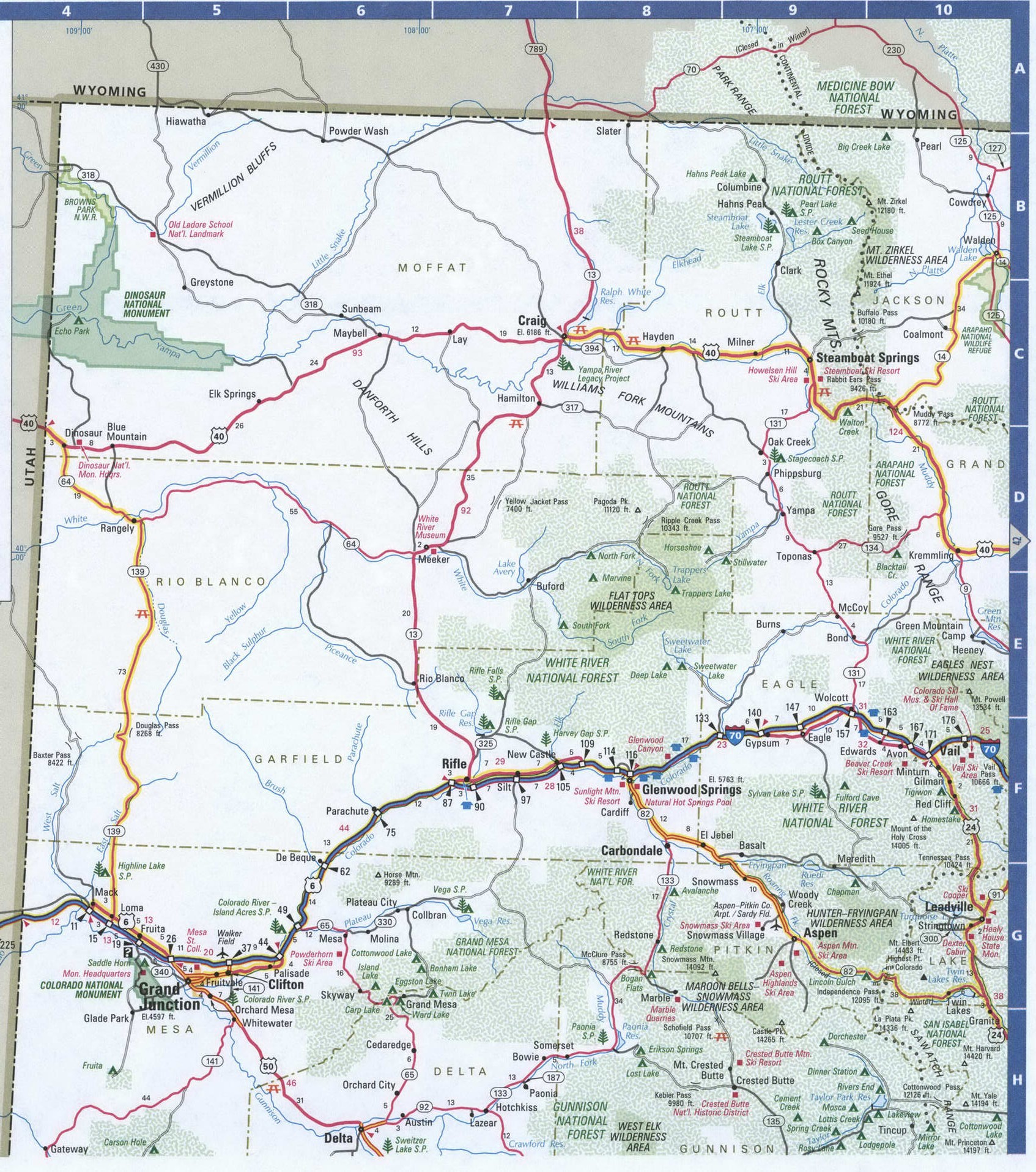 Colorado western detailed road map. Detailed map of Colorado with road numbers and distances between cities. Colorado western detailed road map. Detailed map of Colorado with road numbers and distances between cities.