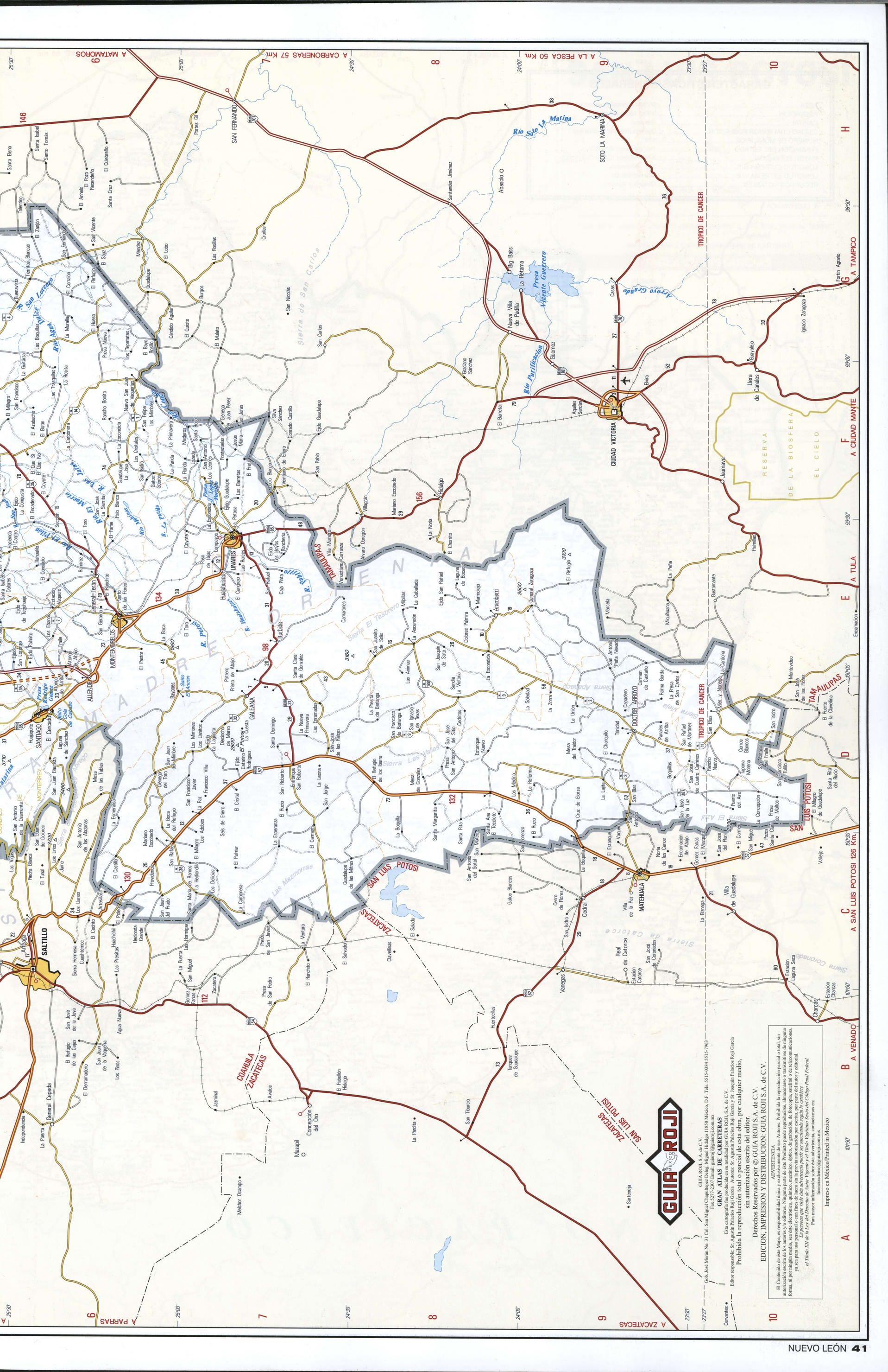 Nuevo Leon state map southern. Detailed map of the Mexican state of Nuevo Leon with roads, cities, villages Nuevo Leon state map southern. Detailed map of the Mexican state of Nuevo Leon with roads, cities, villages