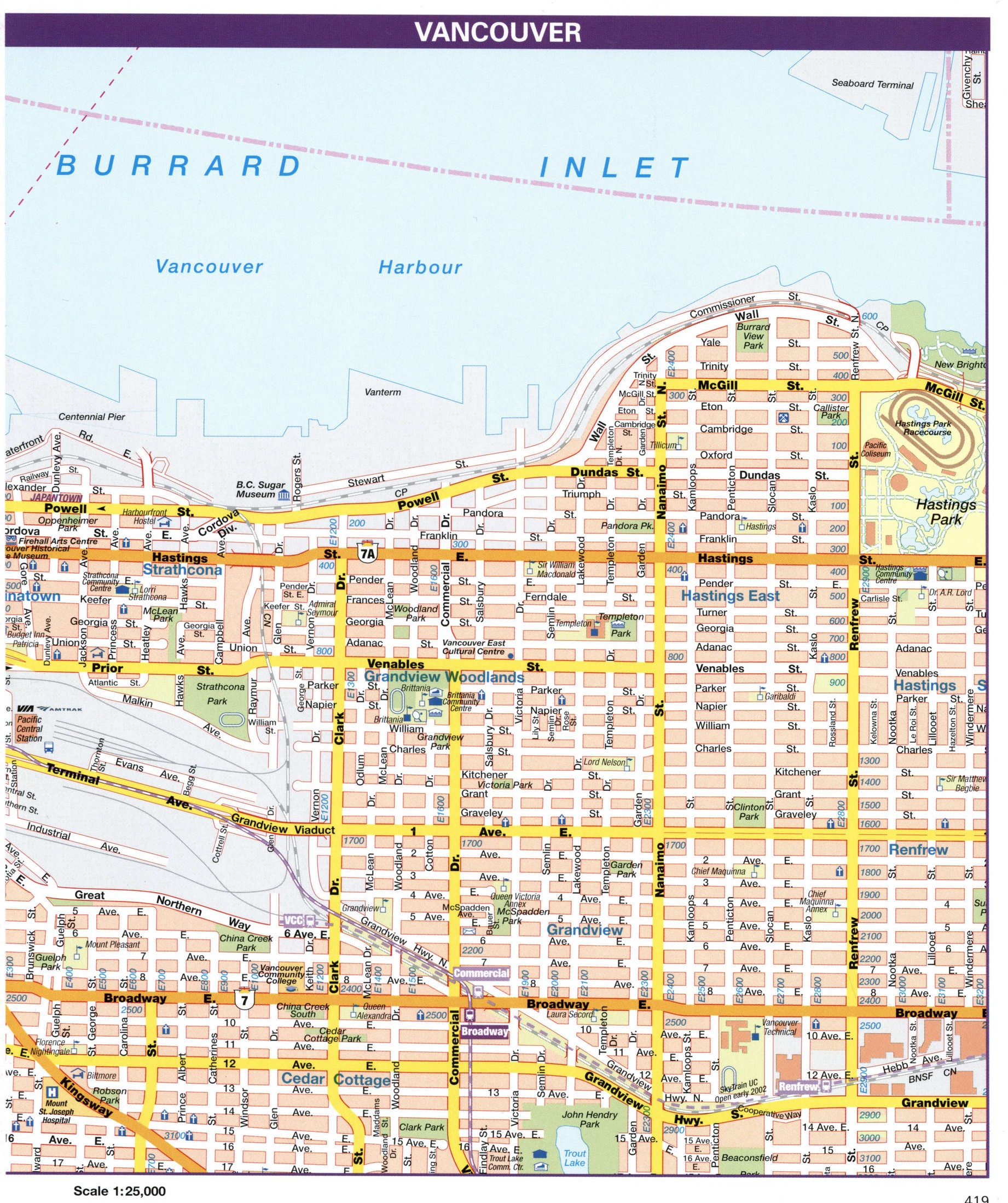 Detailed map Vancouver city, Canada. Detailed map of city Vancouver with all streets and roads Detailed map Vancouver city, Canada. Detailed map of city Vancouver with all streets and roads