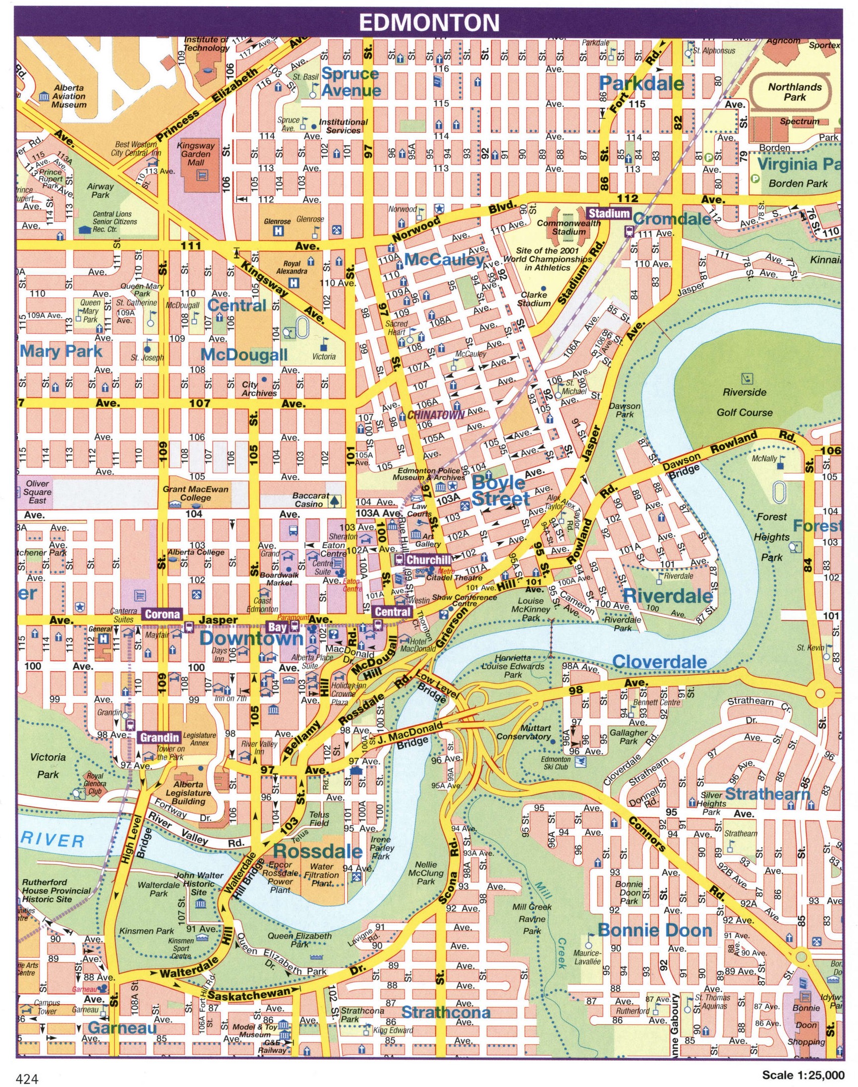 Edmonton city map. Detailed map of the Canadian city Edmonton with all streets and roads. Edmonton city map. Detailed map of the Canadian city Edmonton with all streets and roads.