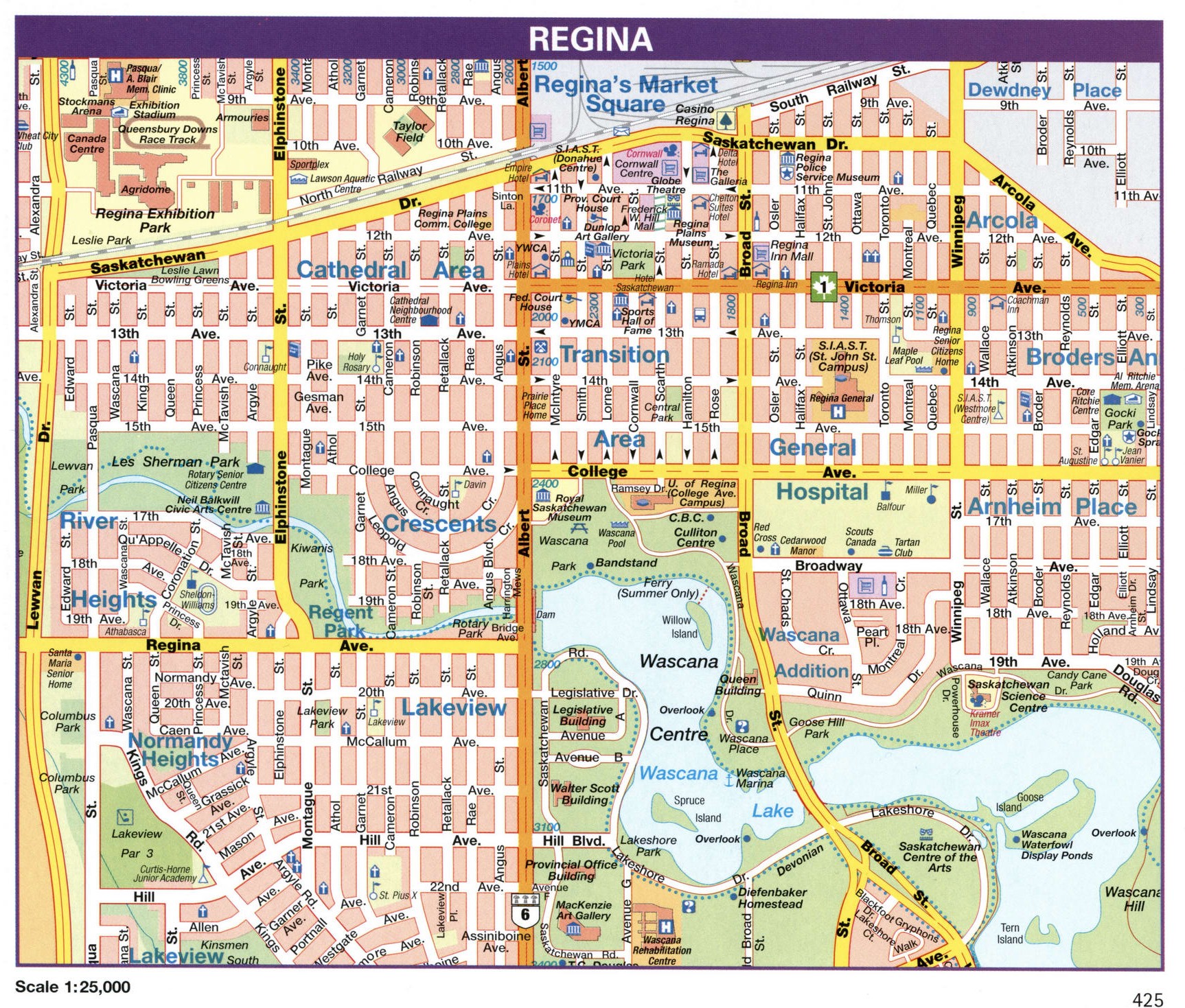 Regina city map. Detailed map of city Regina with all streets and roads Regina city map. Detailed map of city Regina with all streets and roads