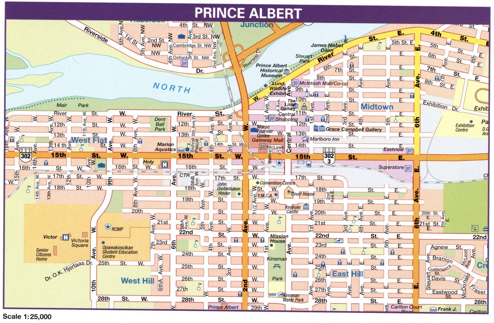 Prince Albert city map. Detailed map of city Prince Albert with all streets and roads Prince Albert city map. Detailed map of city Prince Albert with all streets and roads