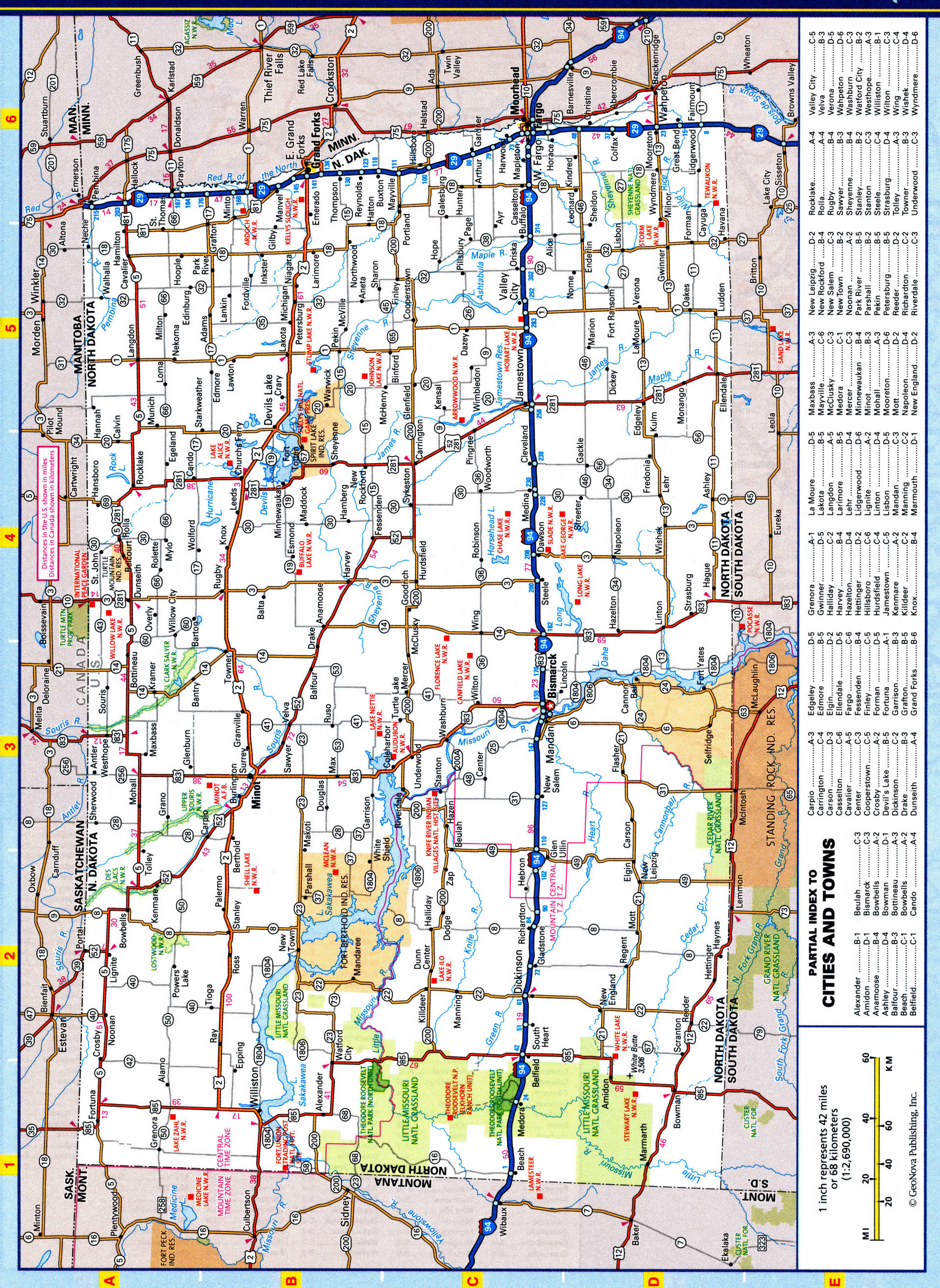North Dakota highways map. Detailed map of the North Dakota highway with cities, villages, and rest areas. North Dakota highways map. Detailed map of the North Dakota highway with cities, villages, and rest areas.