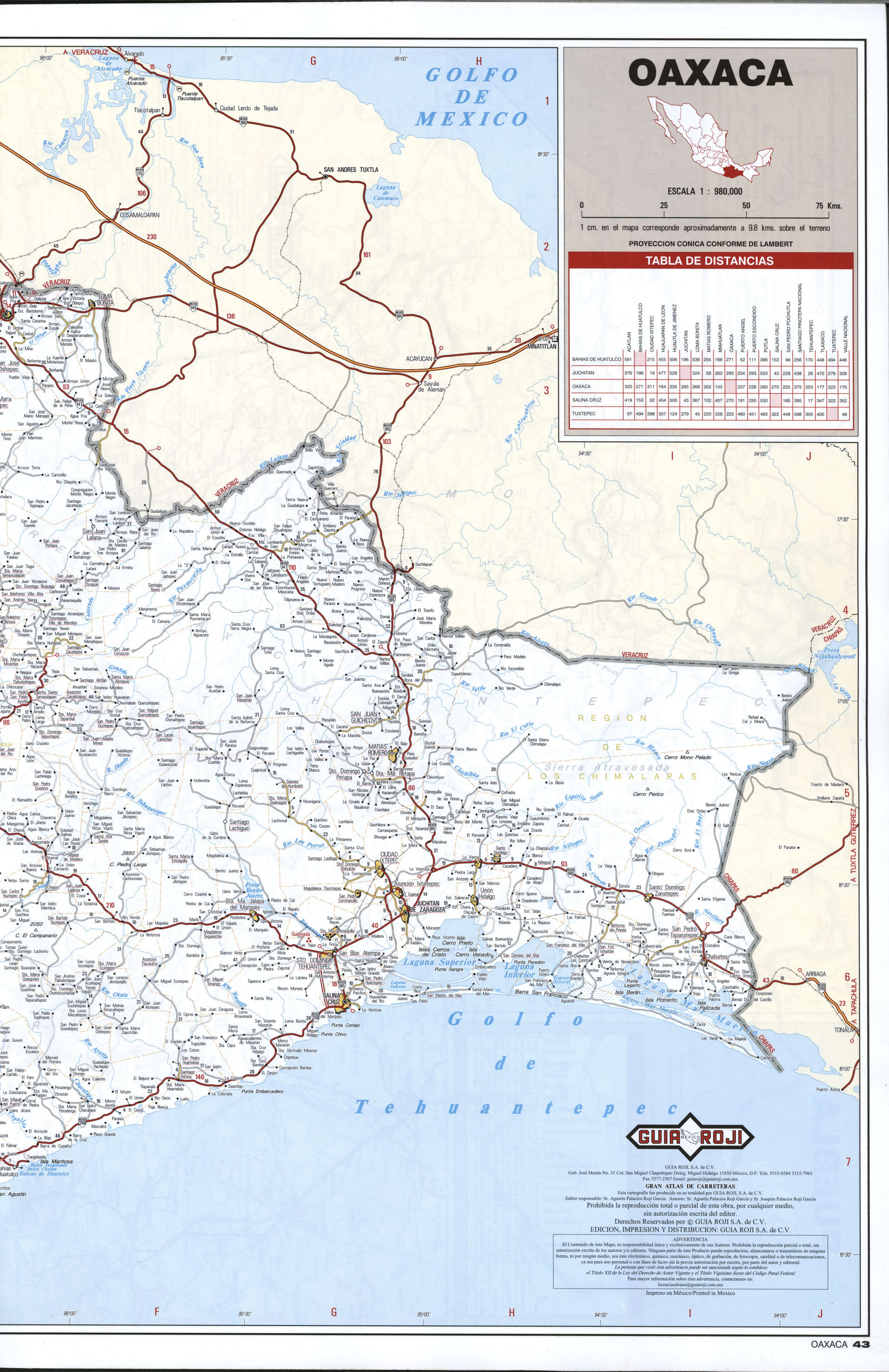 Oaxaca state map eastern