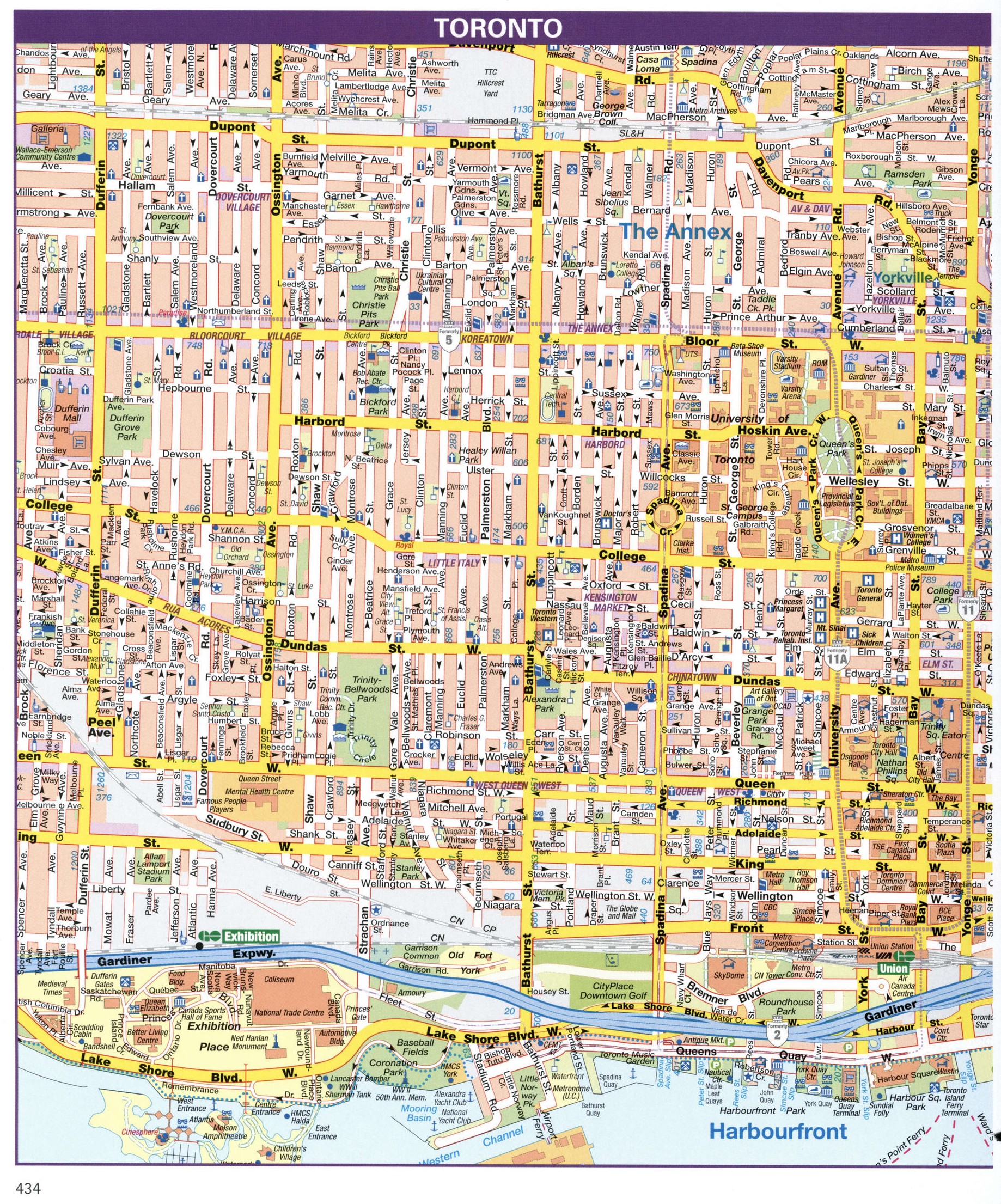 Toronto city map. Detailed map of city Toronto with all streets and roads Toronto city map. Detailed map of city Toronto with all streets and roads