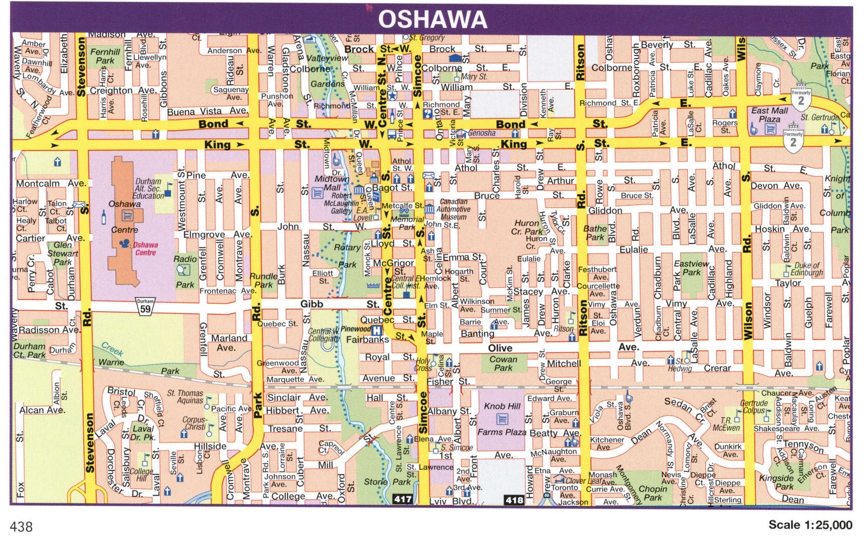 Oshawa city map. Detailed map of city Oshawa with all streets and roads Oshawa city map. Detailed map of city Oshawa with all streets and roads