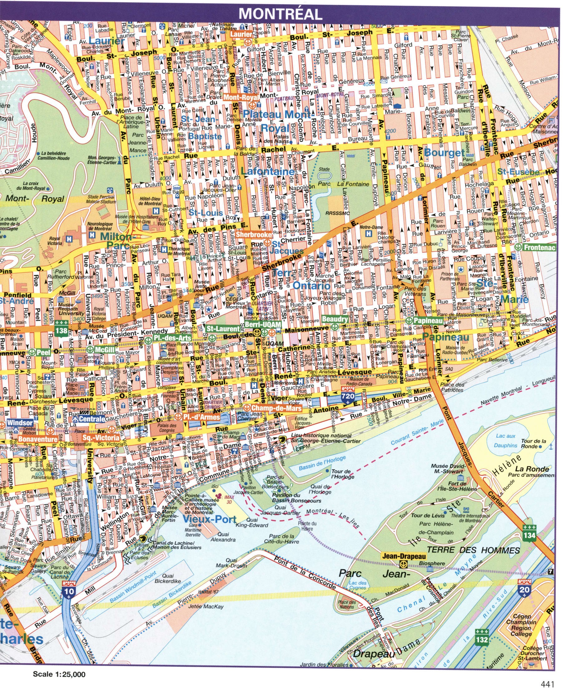 Montreal city map, Canada. Detailed map of city Montreal with all streets and roads Montreal city map, Canada. Detailed map of city Montreal with all streets and roads