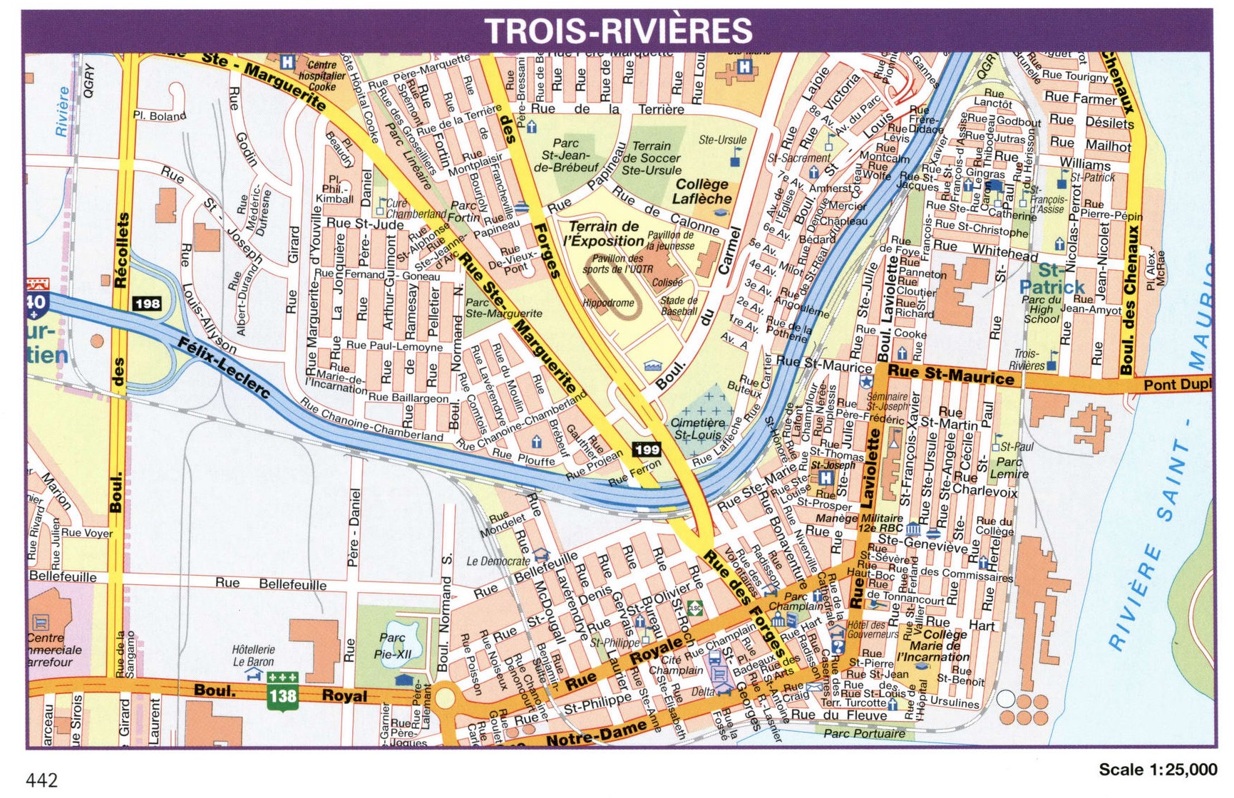 Trois-Rivieres city map. Detailed map of city Trois-Rivieres with all streets and roads Trois-Rivieres city map. Detailed map of city Trois-Rivieres with all streets and roads