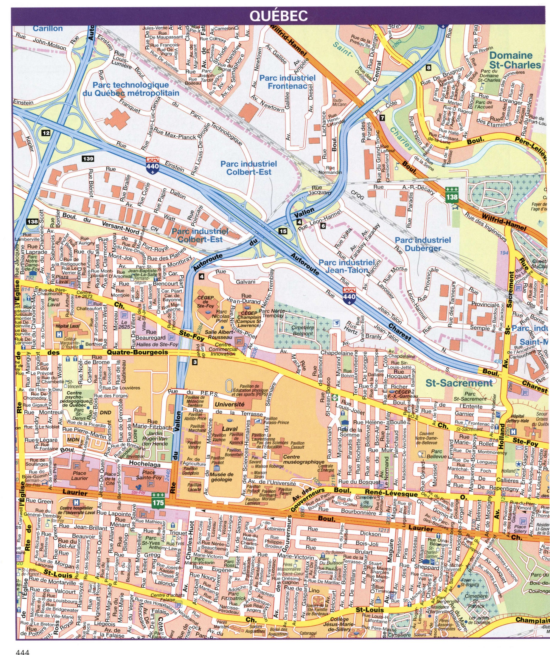 Quebec city map. Detailed map of city Quebec with all streets and roads Quebec city map. Detailed map of city Quebec with all streets and roads
