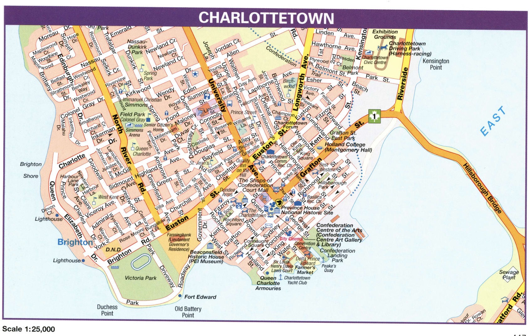 Charlottetown city map. Detailed map of city Charlottetown with all streets and roads Charlottetown city map. Detailed map of city Charlottetown with all streets and roads