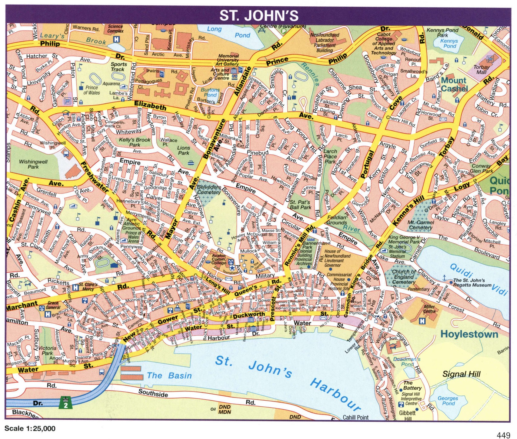 St John's city map. Detailed map of city St John's with all streets and roads St John's city map. Detailed map of city St John's with all streets and roads