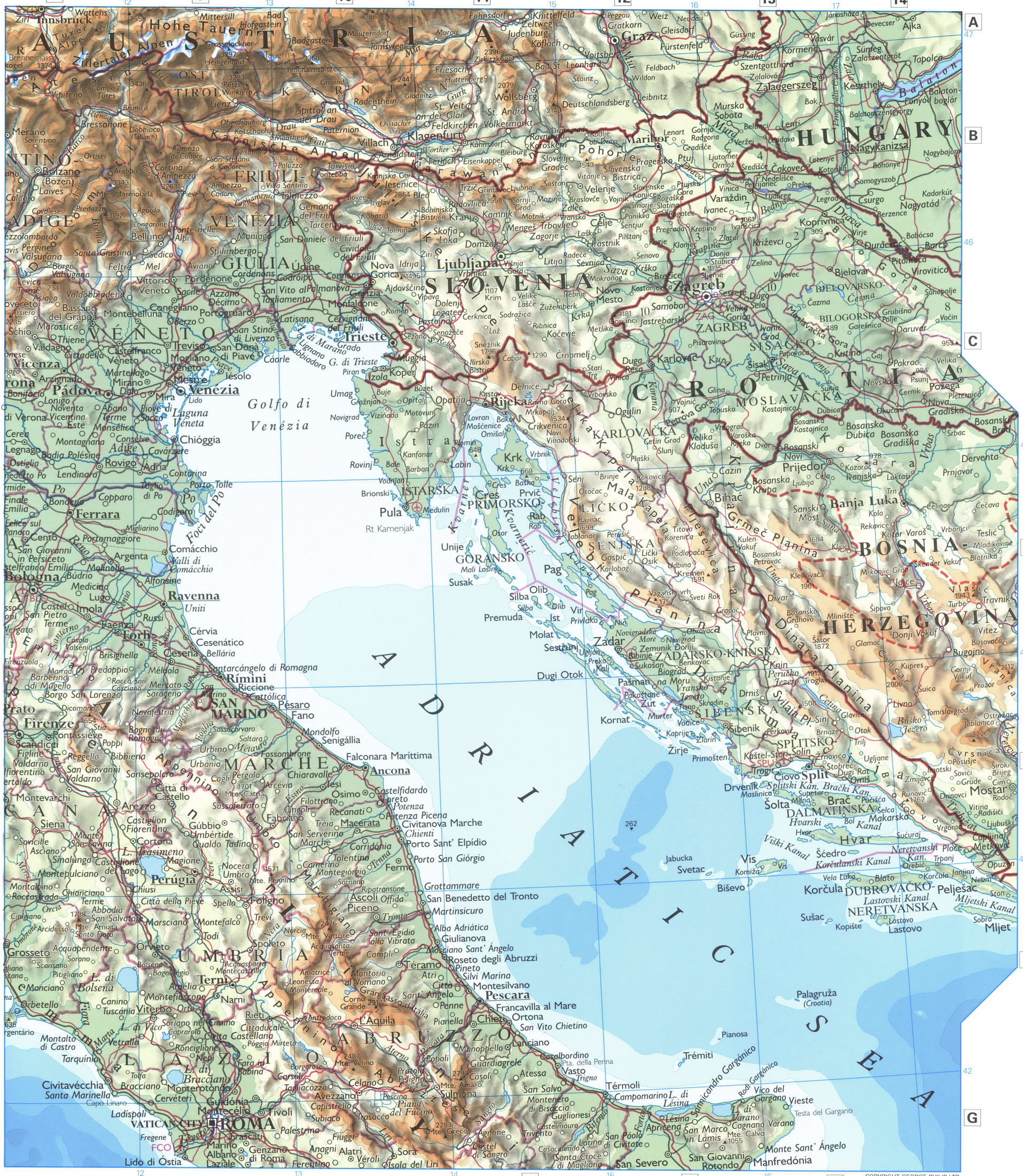 Northern Italy detailed map. A detailed physical map of the northern Italy region and the Adriatic coast with cities and roads. Northern Italy detailed map. A detailed physical map of the northern Italy region and the Adriatic coast with cities and roads.