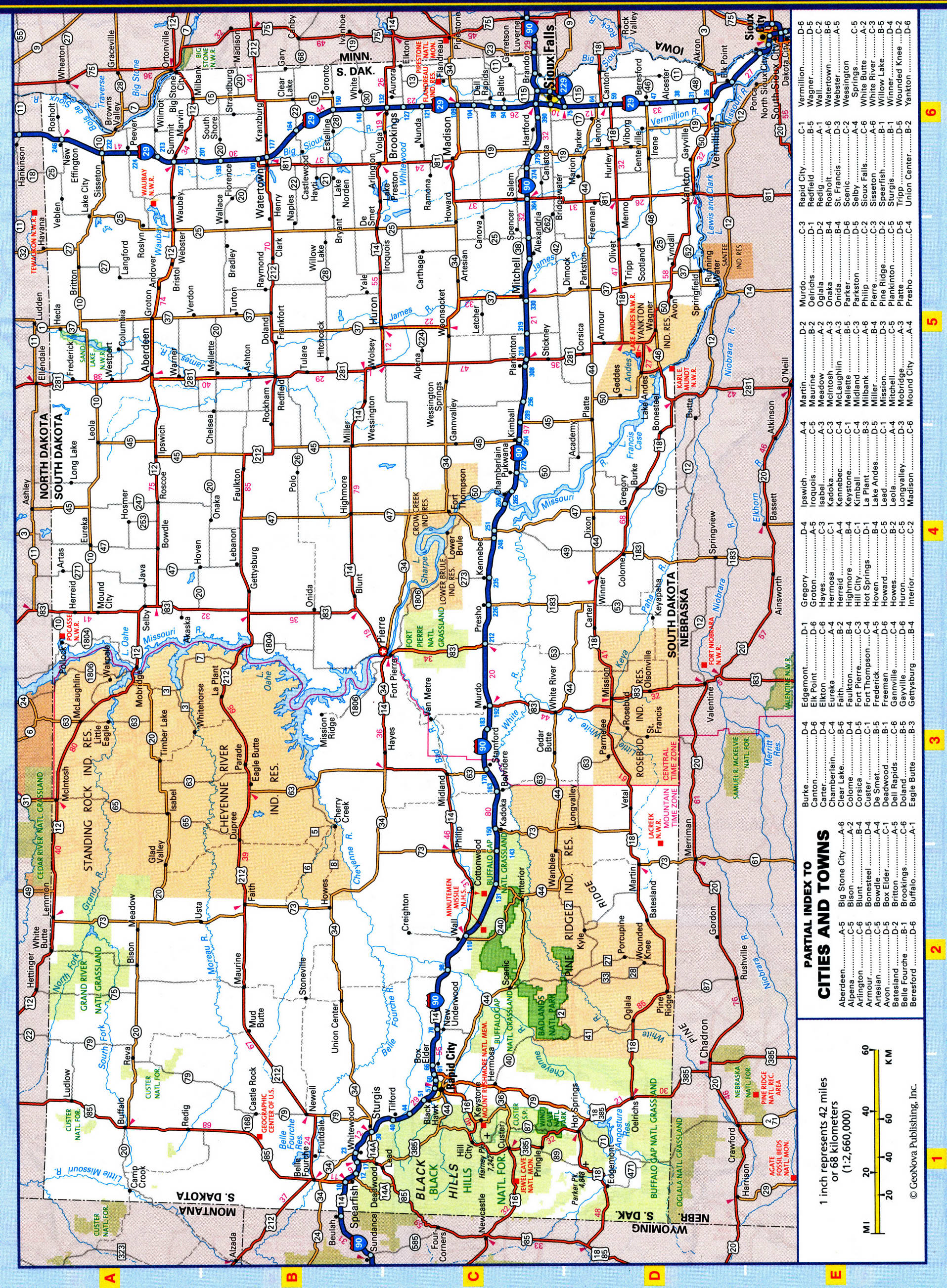 South Dacota highway map. Detailed map of the South Dacota highway with cities, villages, and rest areas. South Dacota highway map. Detailed map of the South Dacota highway with cities, villages, and rest areas.