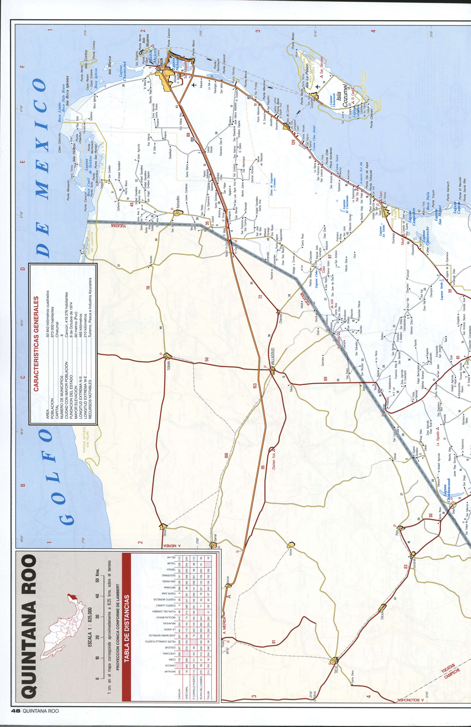 Quintana Roo state map northern