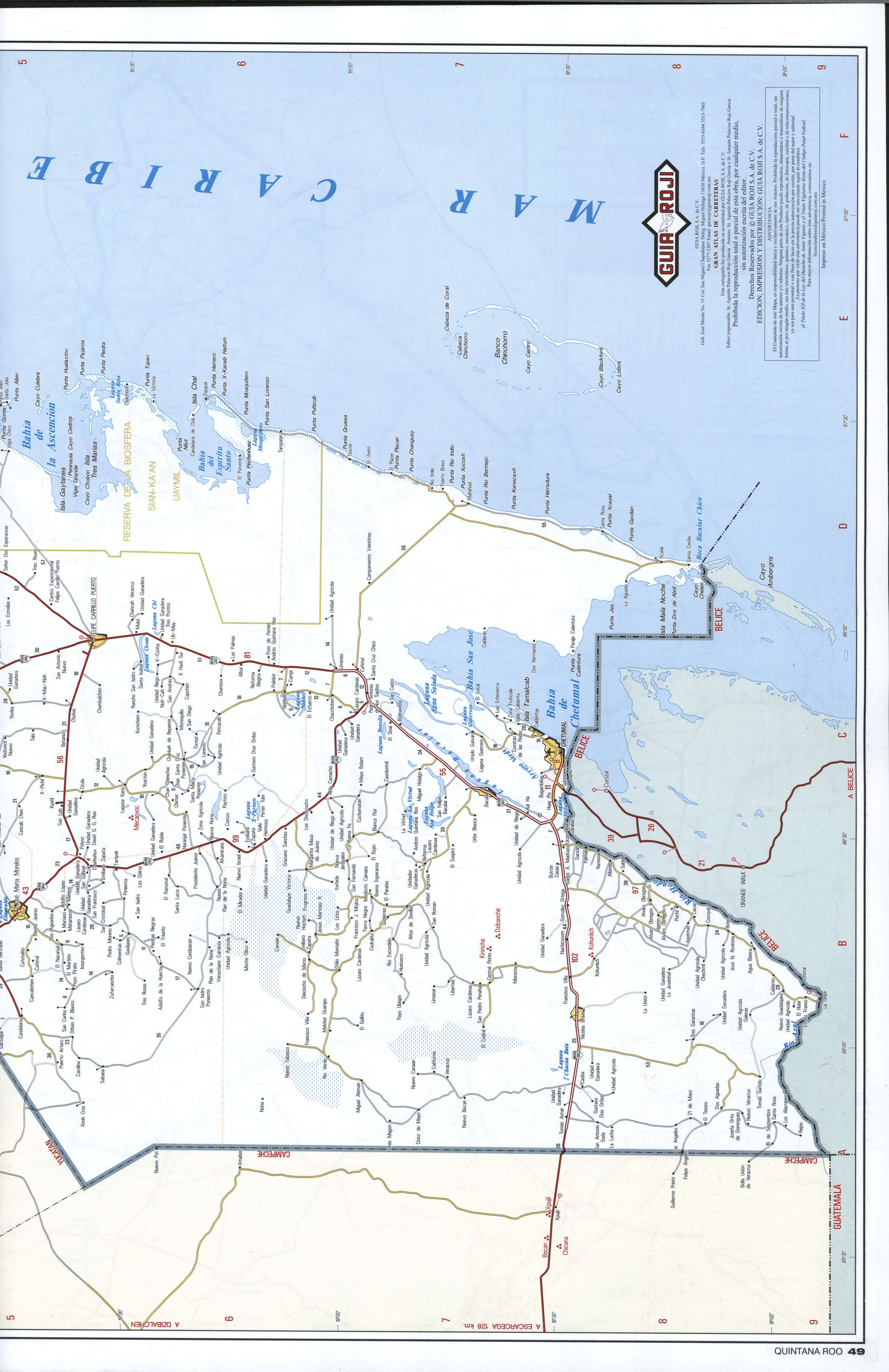 Quintana Roo state map southern