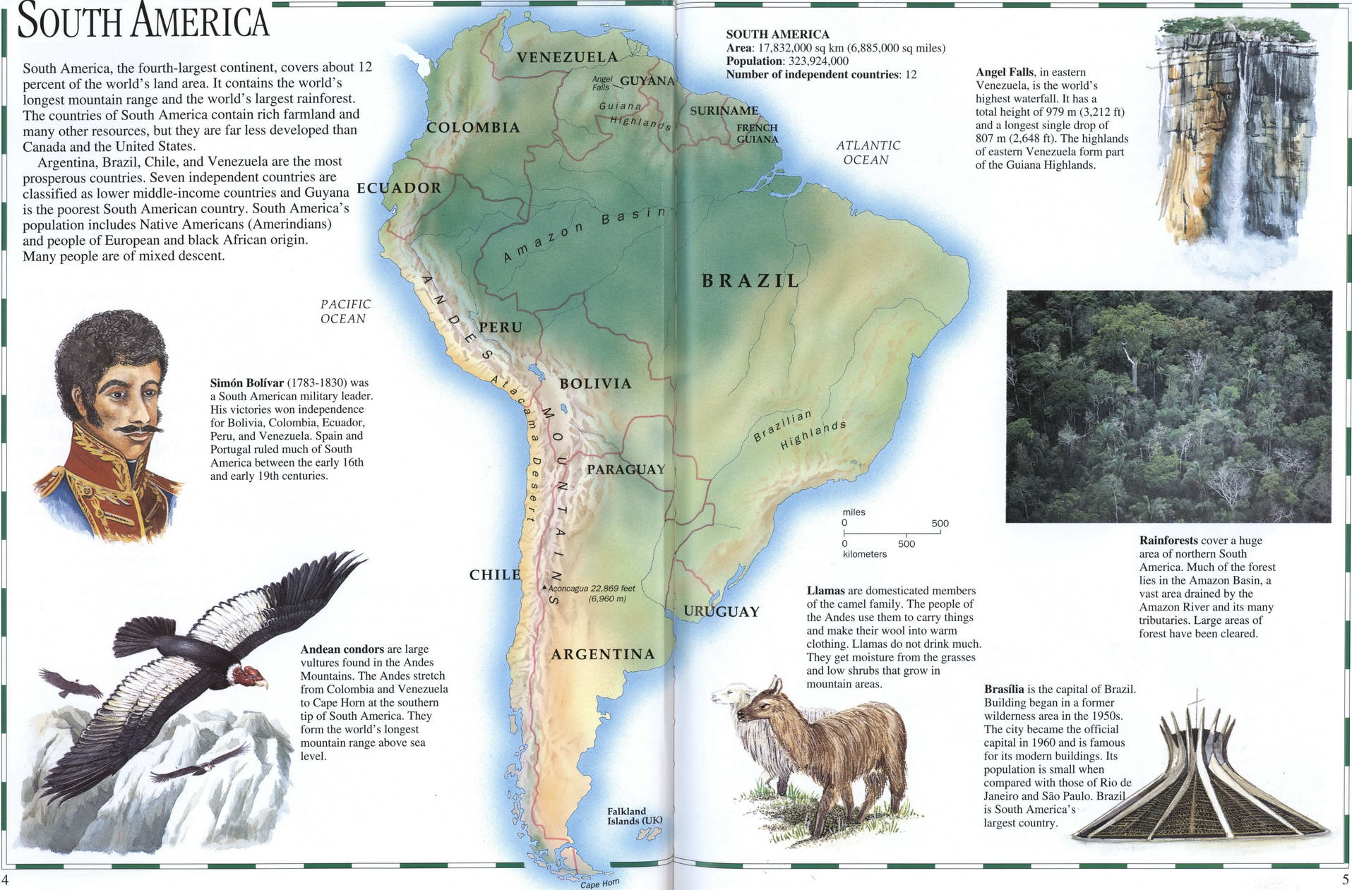 A large map of South America with a brief geographical description of the continent. A large map of South America with a brief geographical description of the continent.