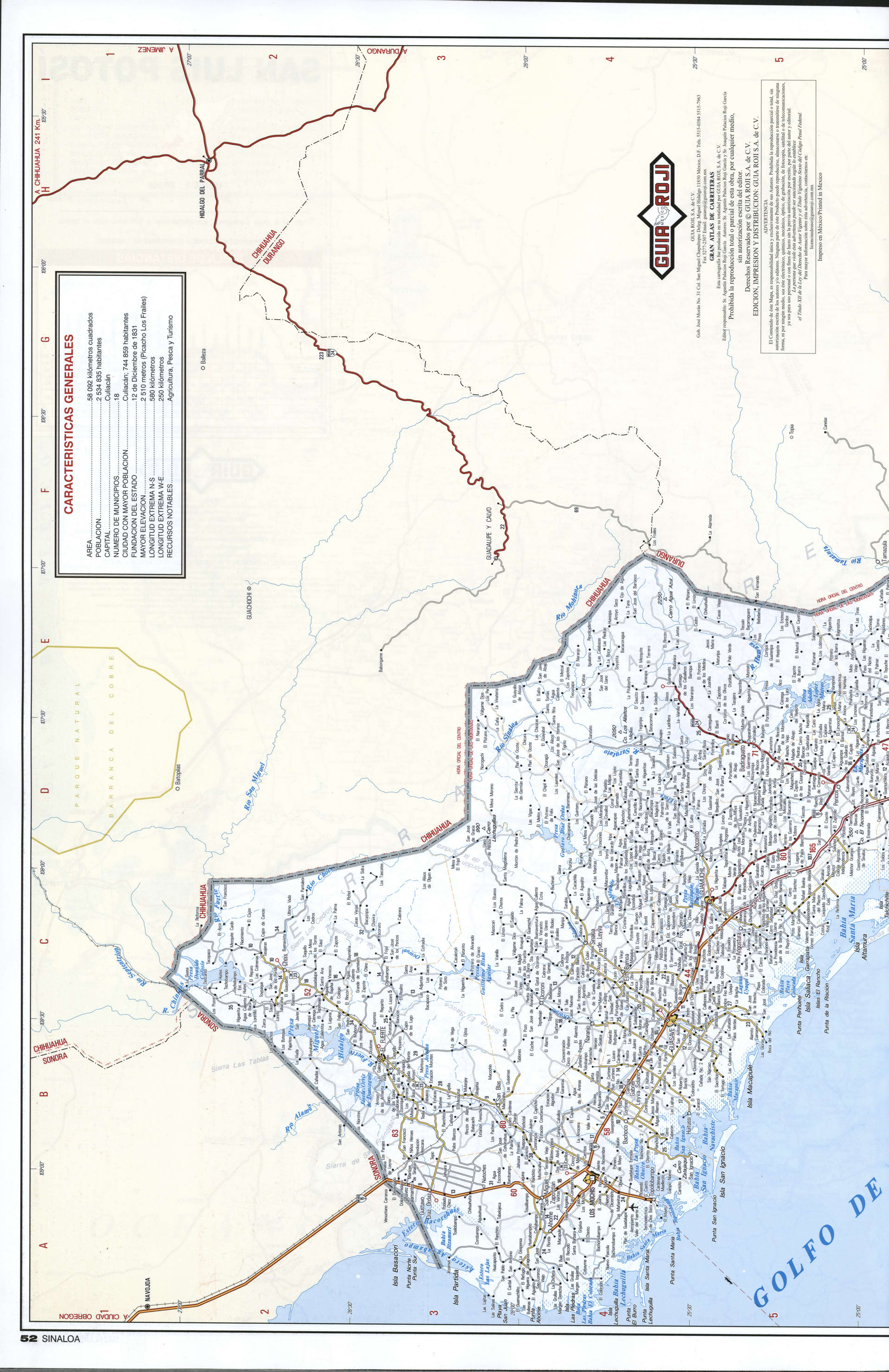 Sinaloa state map northern. Detailed map of the region of Mexico Sinaloa with roads and cities Sinaloa state map northern. Detailed map of the region of Mexico Sinaloa with roads and cities