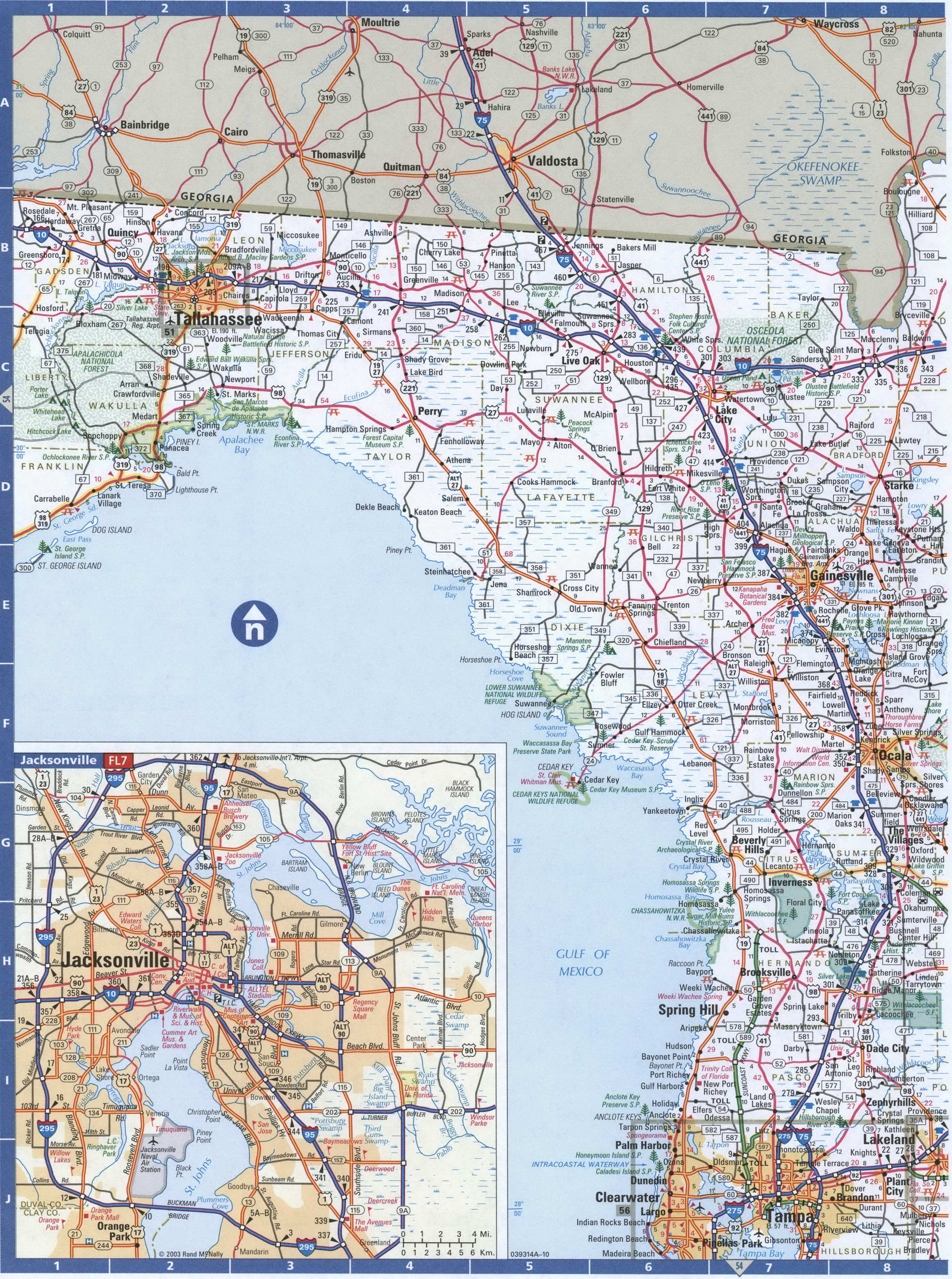 North Florida map. Detailed map of all roads in Florida with distances between cities and towns. North Florida map. Detailed map of all roads in Florida with distances between cities and towns.