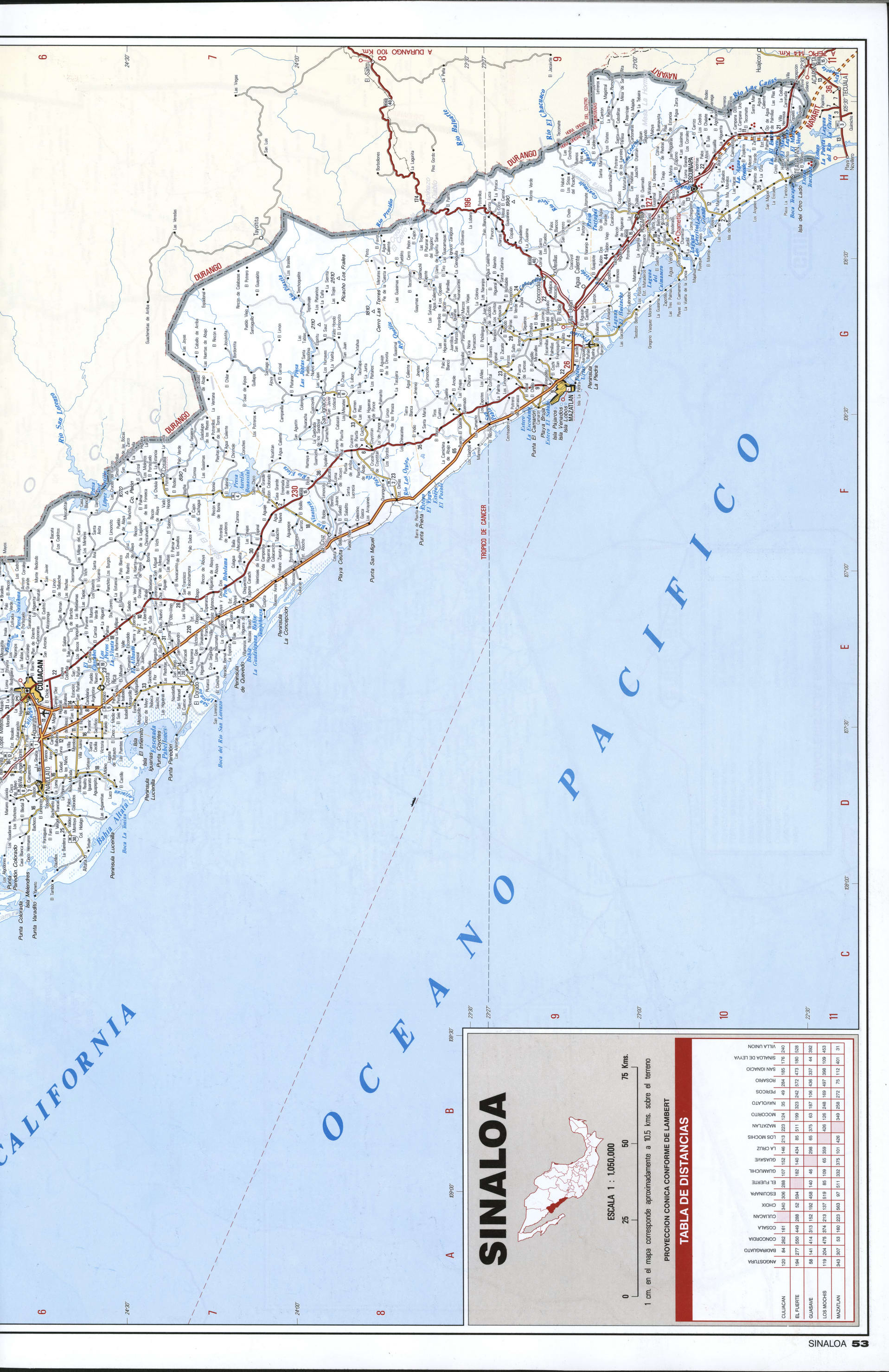 Sinaloa state map southern Sinaloa state map southern