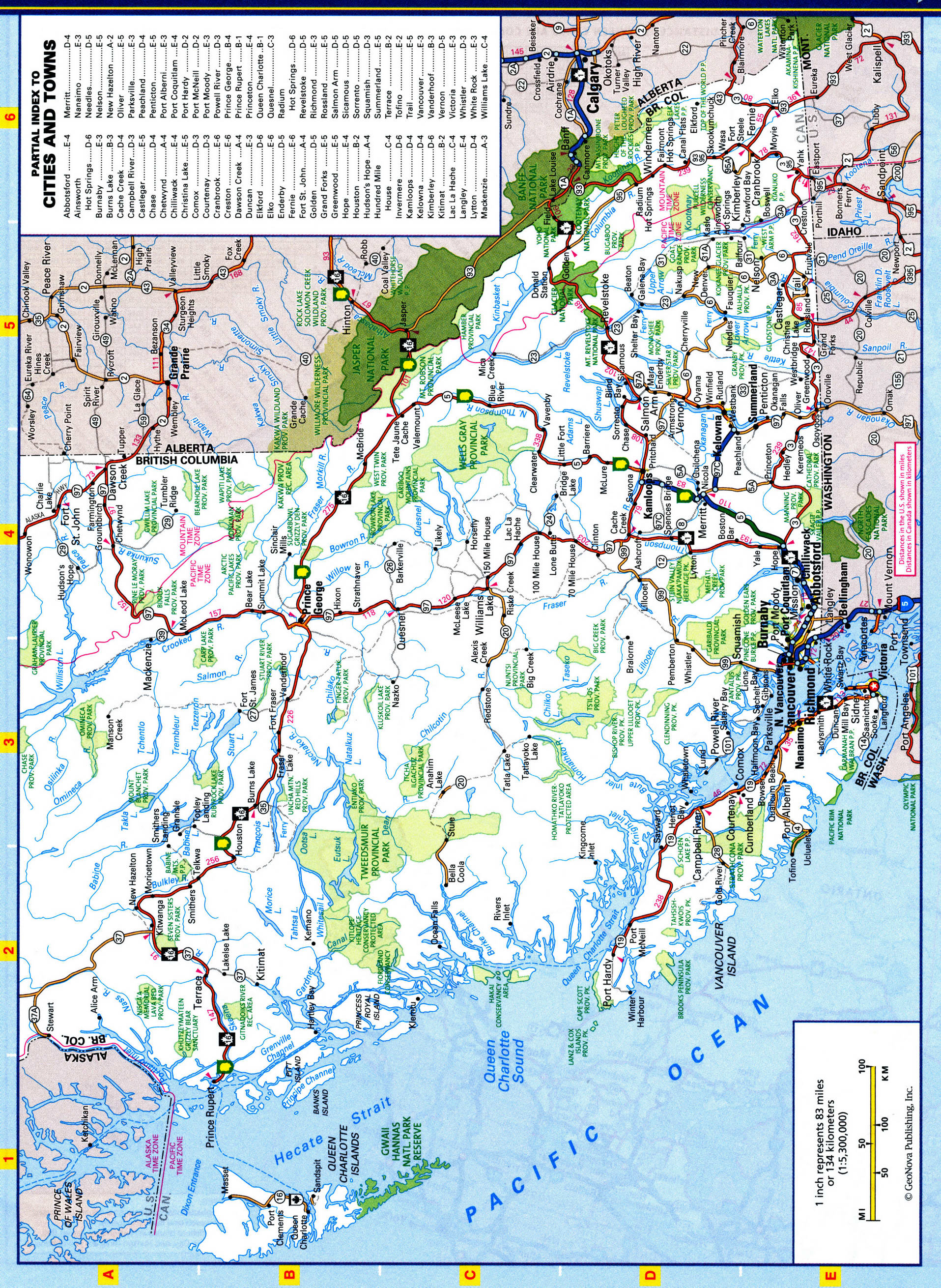 British Columbia highways map