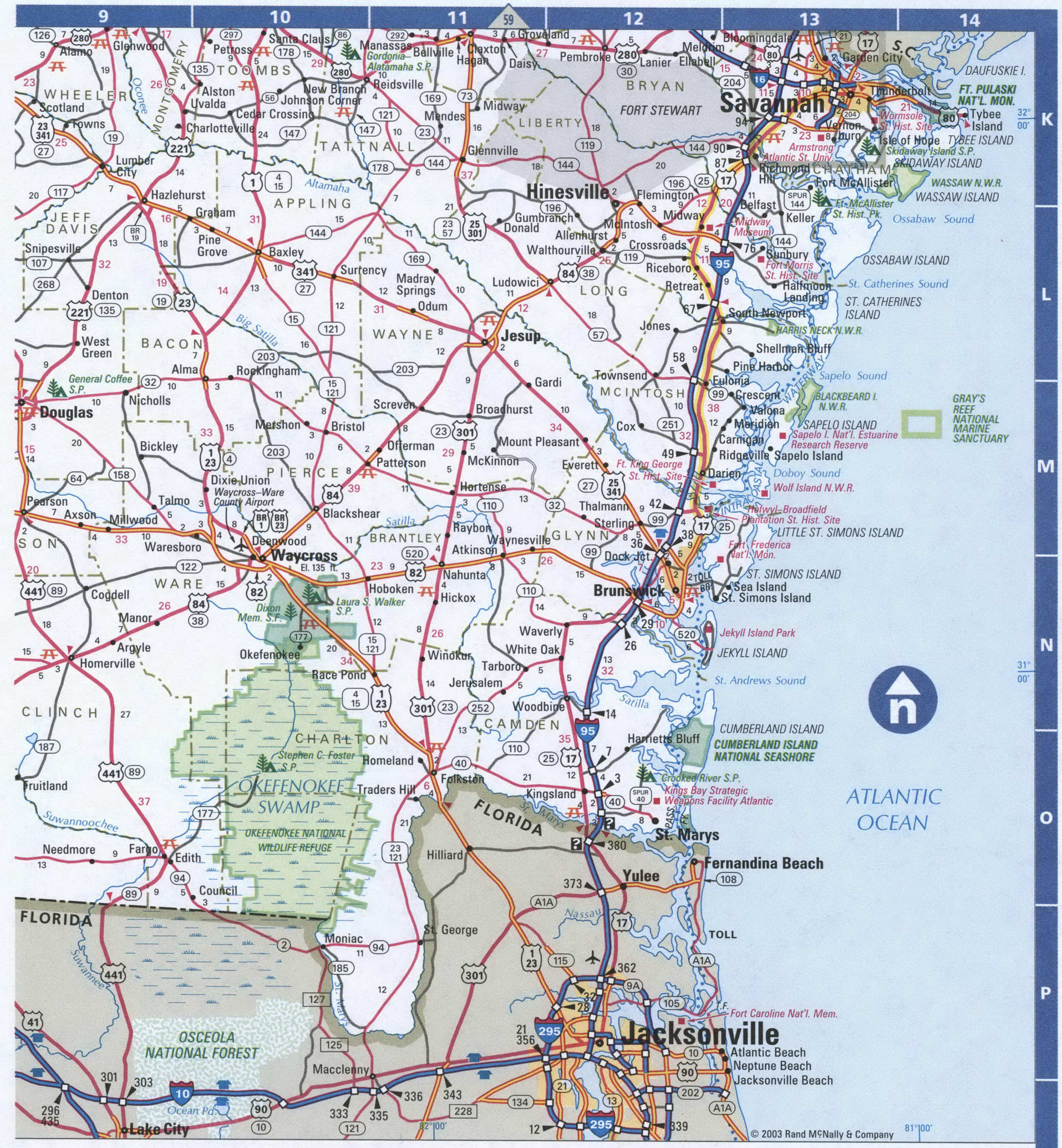 Southern Georgia map. Detailed map of all roads in Southern Georgia with distances between cities and towns. Southern Georgia map. Detailed map of all roads in Southern Georgia with distances between cities and towns.