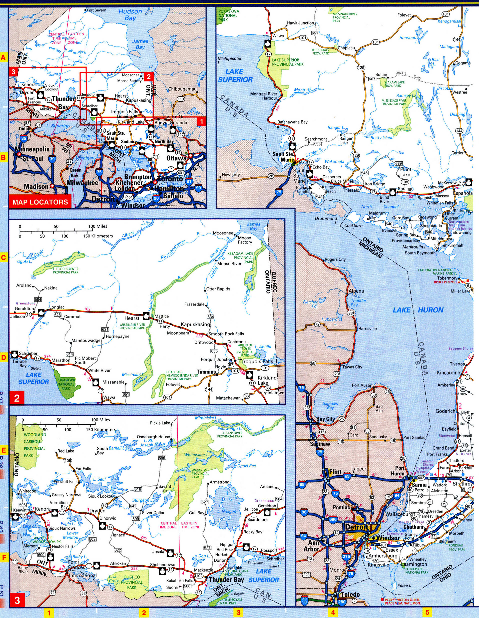 Ontario western highways map. Detailed map of the province of Ontario with roads and highways Ontario western highways map. Detailed map of the province of Ontario with roads and highways