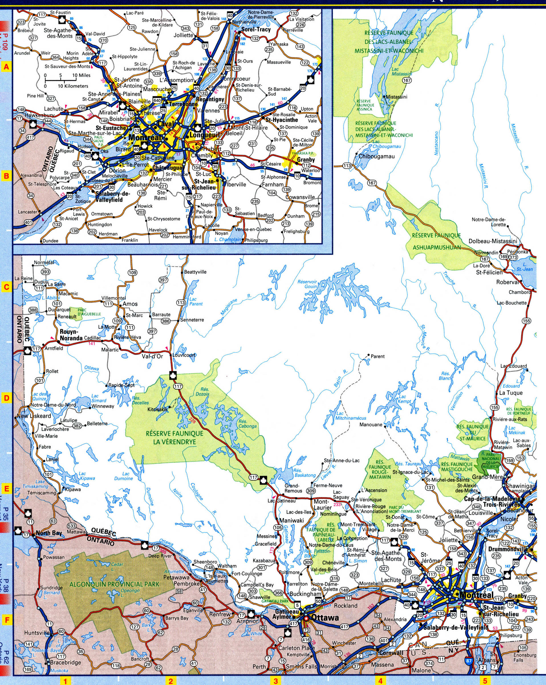 Quebec highways map. Detailed map of the province of Quebec with roads and highways Quebec highways map. Detailed map of the province of Quebec with roads and highways