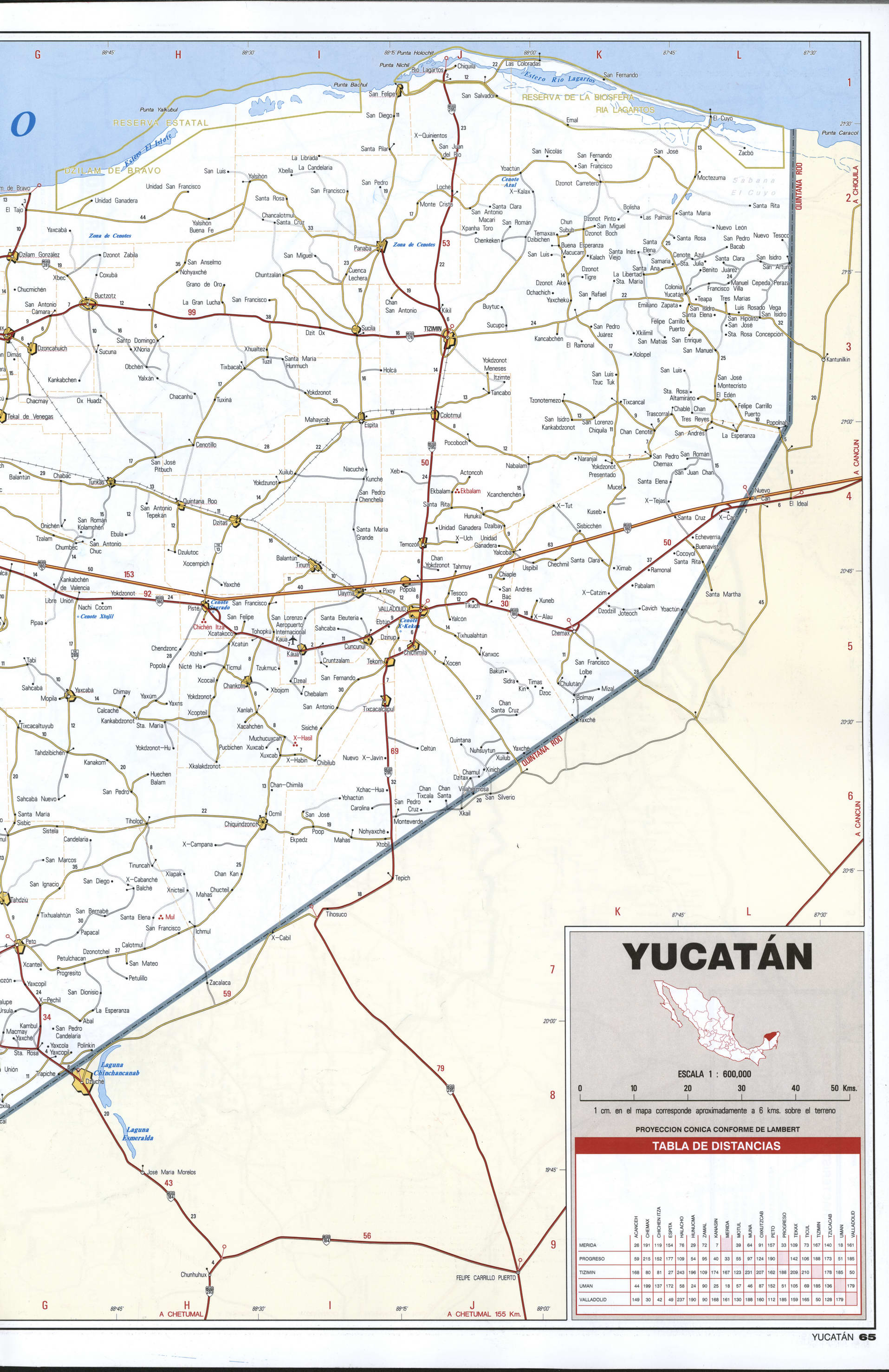 Yucatan state map eastern Yucatan state map eastern