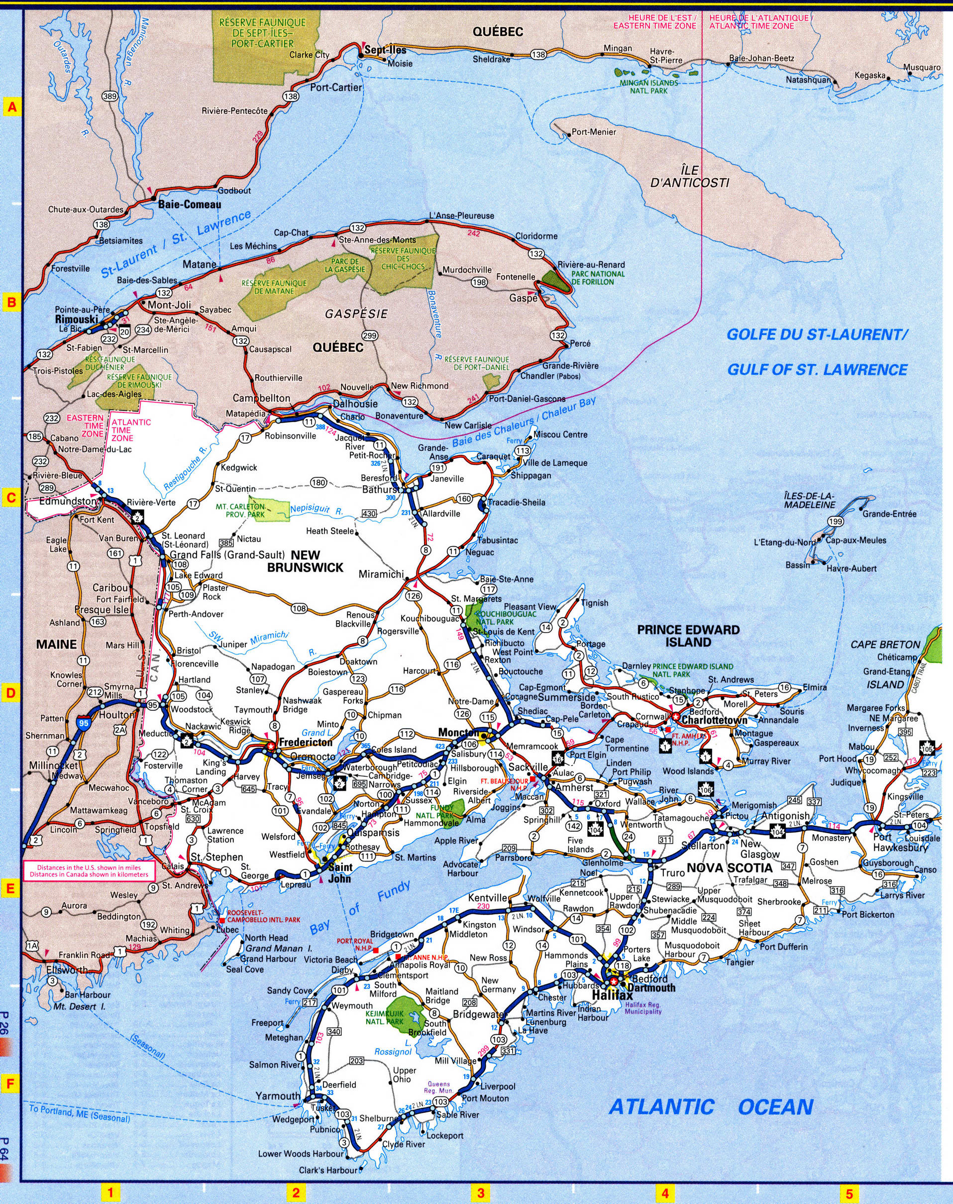 Detailed map of the province of New Brunswick with roads and highways Detailed map of the province of New Brunswick with roads and highways
