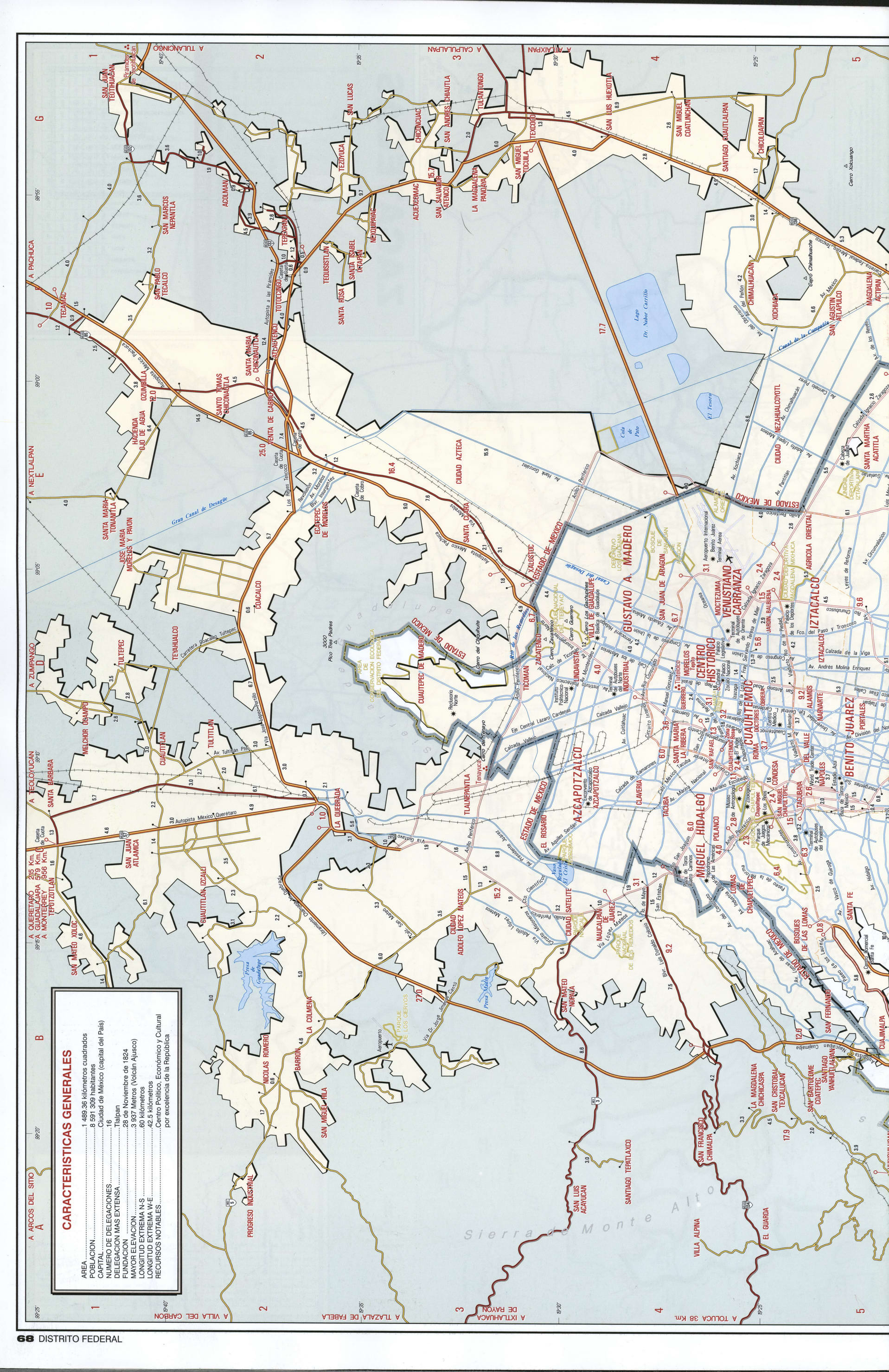 Distrito Federal Mexico map northern