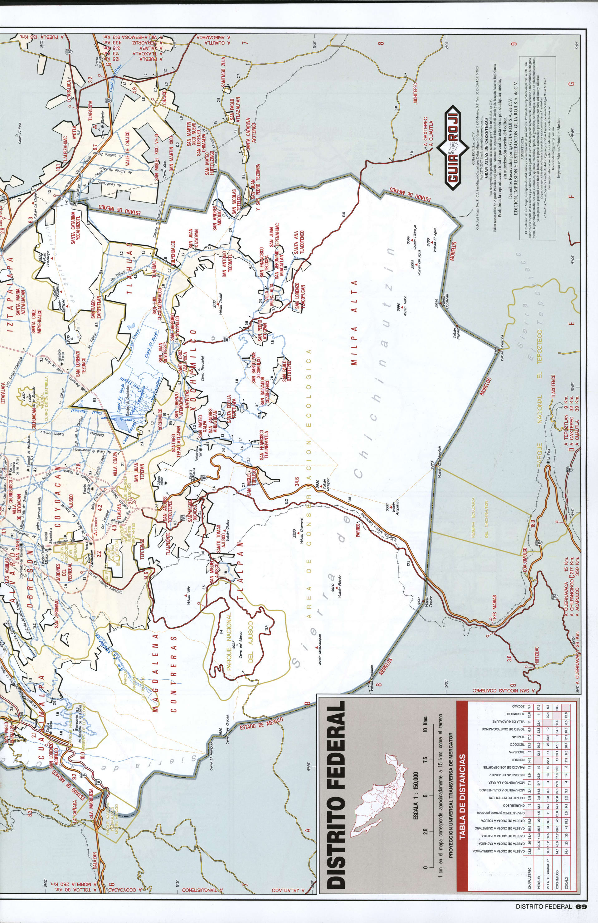 Distrito Federal Mexico map southern. Detailed map of Distrito Federal Mexico with roads, cities, villages Distrito Federal Mexico map southern. Detailed map of Distrito Federal Mexico with roads, cities, villages