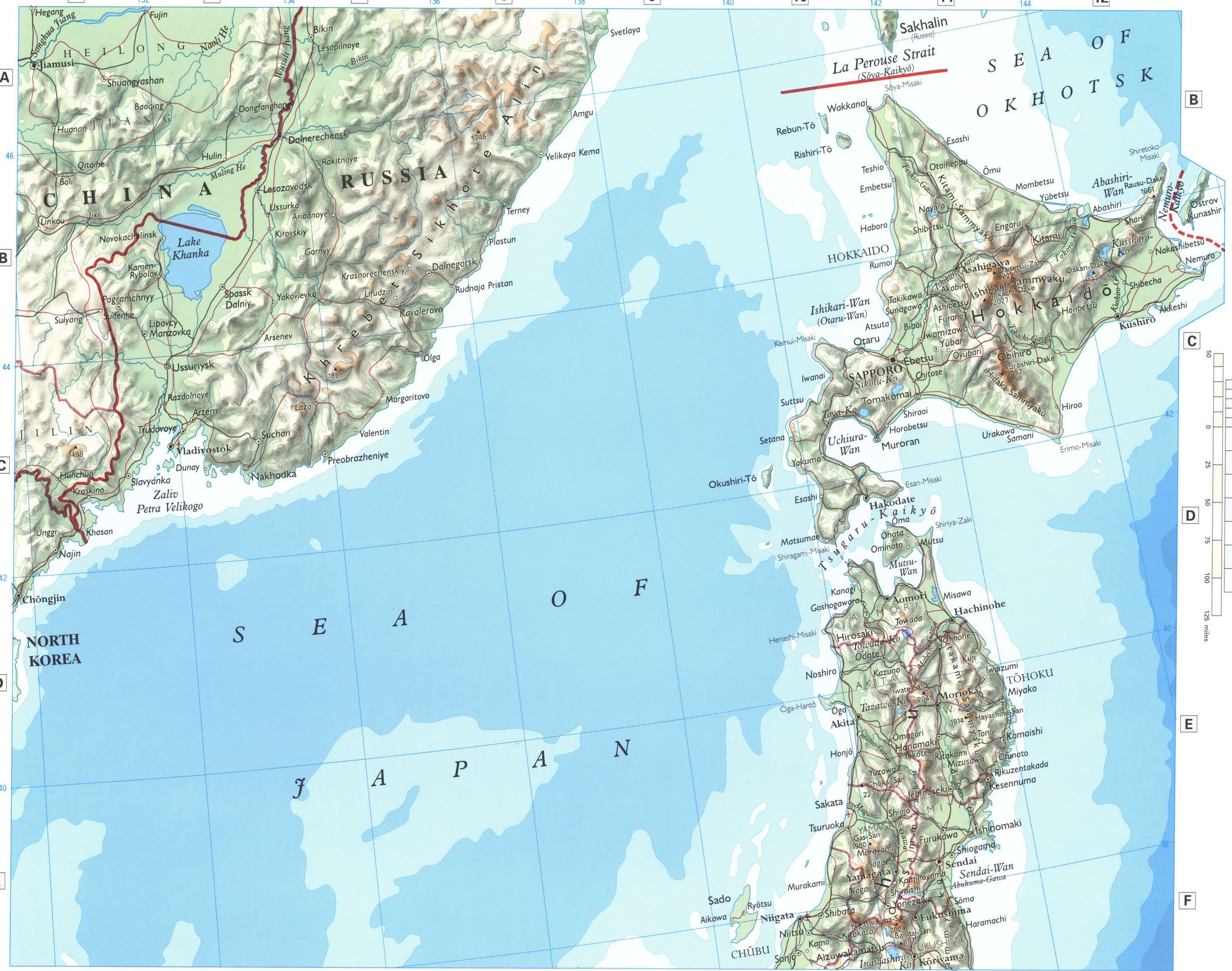 Map of Japan with cities. Detailed large-scale map of Japan - north part Map of Japan with cities. Detailed large-scale map of Japan - north part
