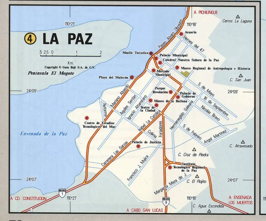 La Paz city map. Detailed map of La Paz with streets, roads, and public places. La Paz city map. Detailed map of La Paz with streets, roads, and public places.