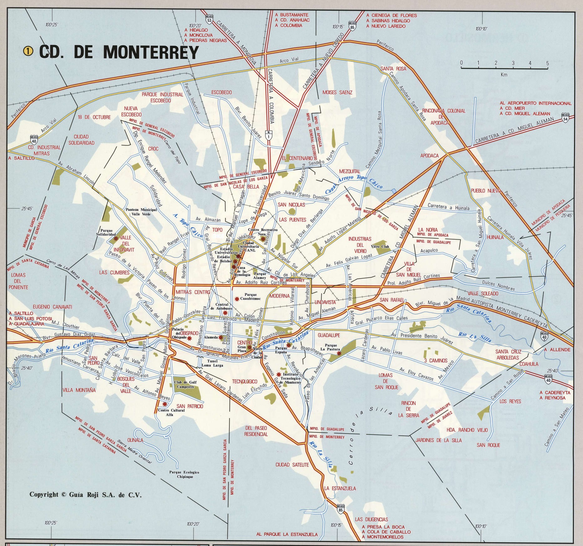 Monterrey city map. Detailed map of Monterrey with streets, roads, and public places. Monterrey city map. Detailed map of Monterrey with streets, roads, and public places.
