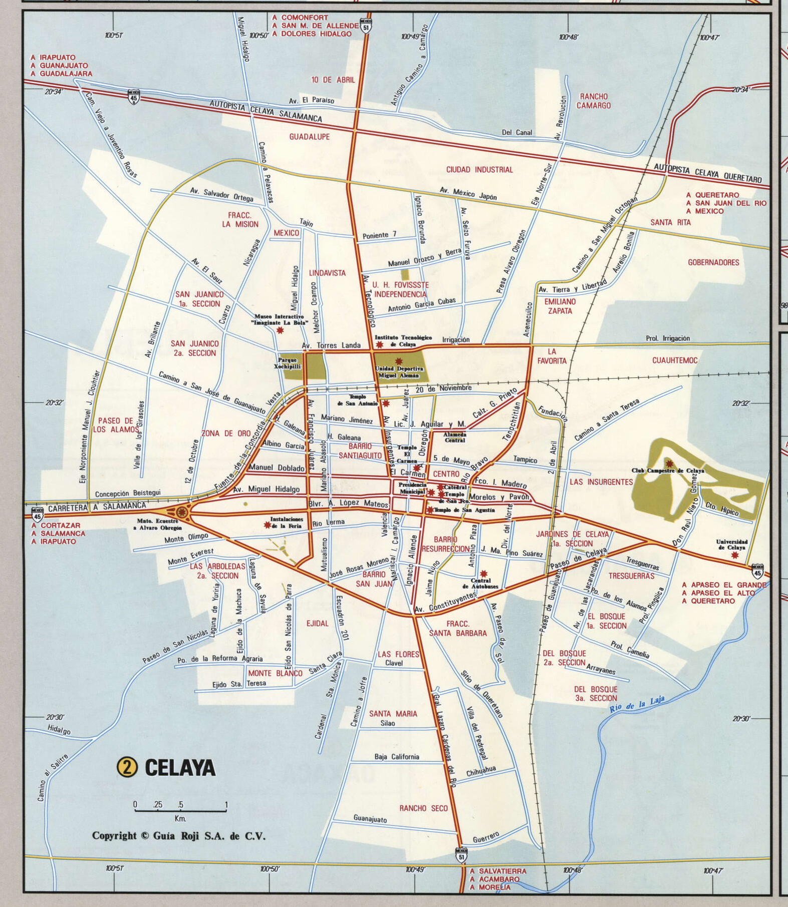 Celaya city map. Detailed map of Celaya with streets, roads, and public places. Celaya city map. Detailed map of Celaya with streets, roads, and public places.