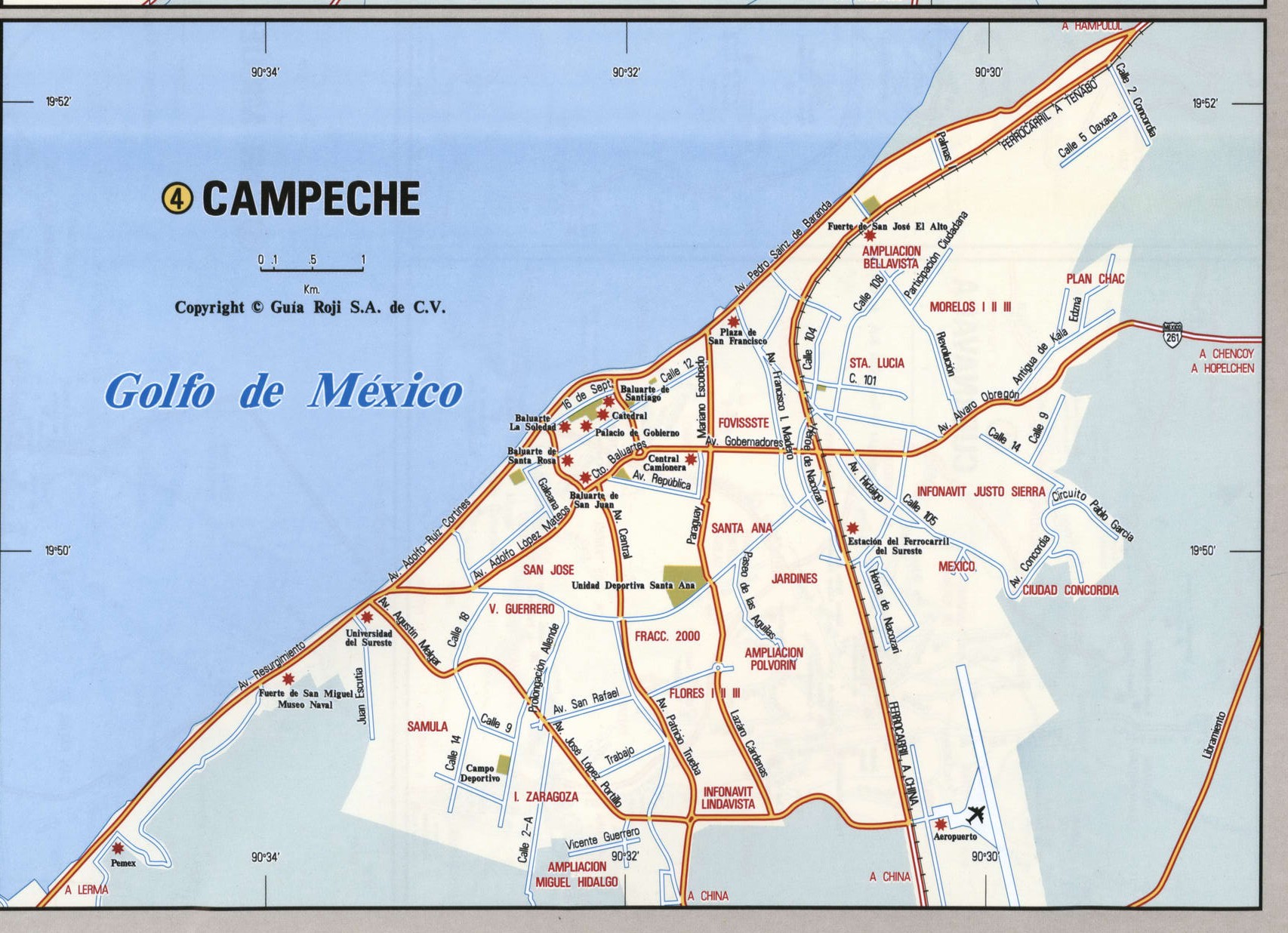Campeche city map. Detailed map of Campeche with streets, roads, and public places. Campeche city map. Detailed map of Campeche with streets, roads, and public places.
