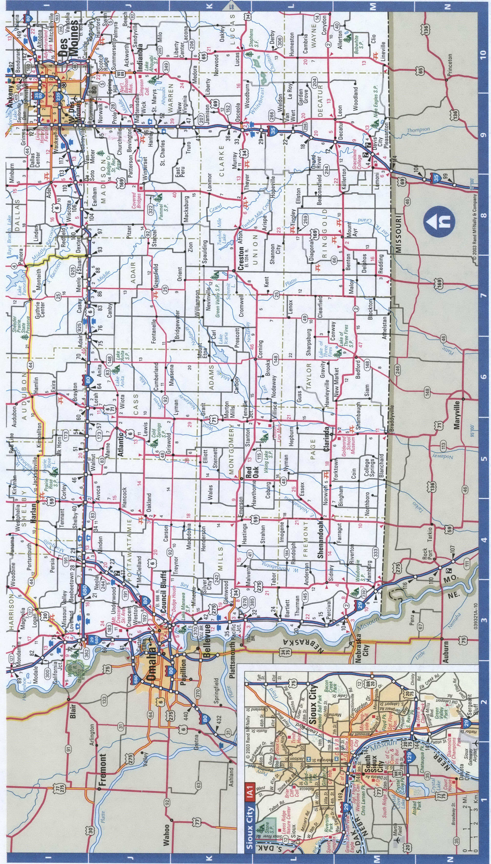 Western Iowa map. Detailed map of all roads in Western Iowa with distances between cities and towns. Western Iowa map. Detailed map of all roads in Western Iowa with distances between cities and towns.