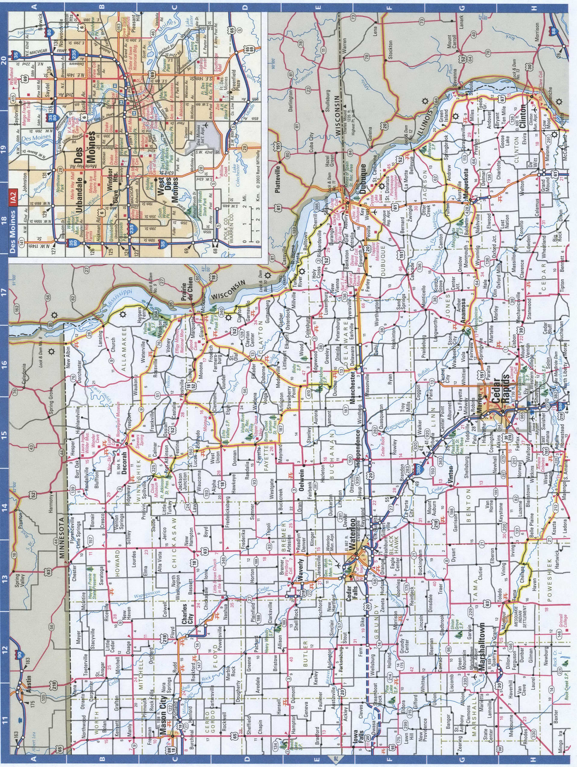 East Iowa map. Detailed map of all roads in Eastern Iowa with distances between cities and towns. East Iowa map. Detailed map of all roads in Eastern Iowa with distances between cities and towns.