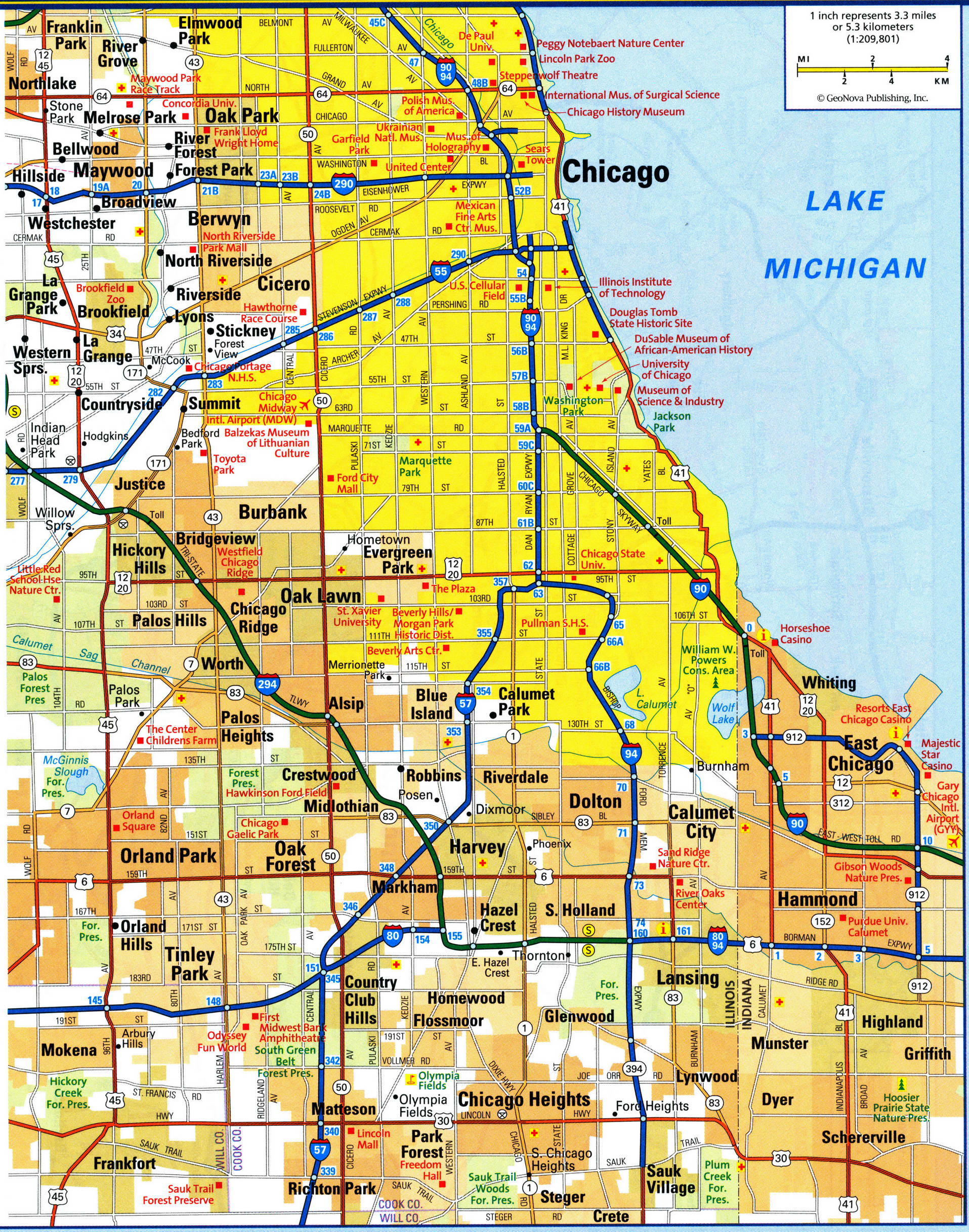 Southern Chicago map. Detailed updated map of all roads in Southern Chicago and the suburbs Southern Chicago map. Detailed updated map of all roads in Southern Chicago and the suburbs
